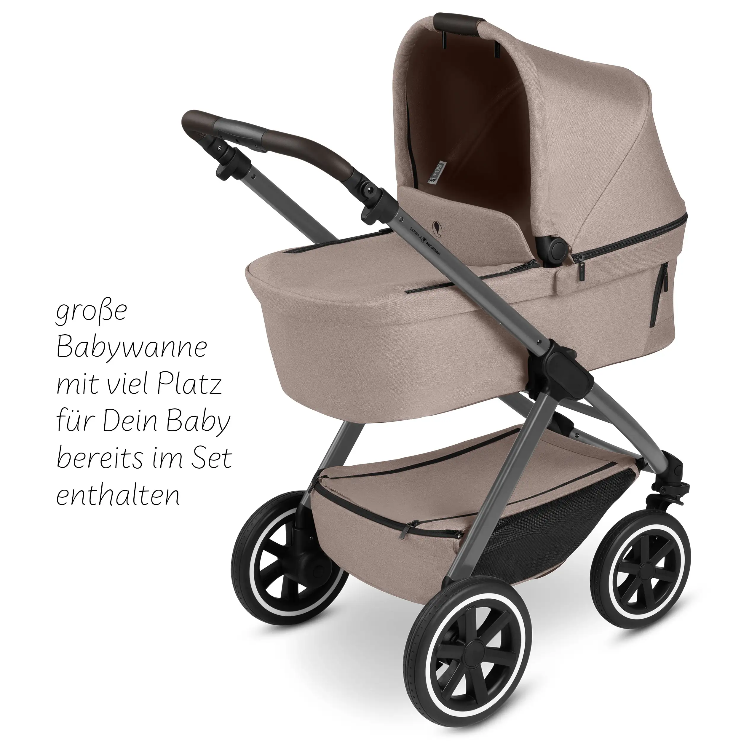 4in1-Kinderwagen-Set Samba 2 inkl. Babyschale Calla mit Liegefunktion - Camel