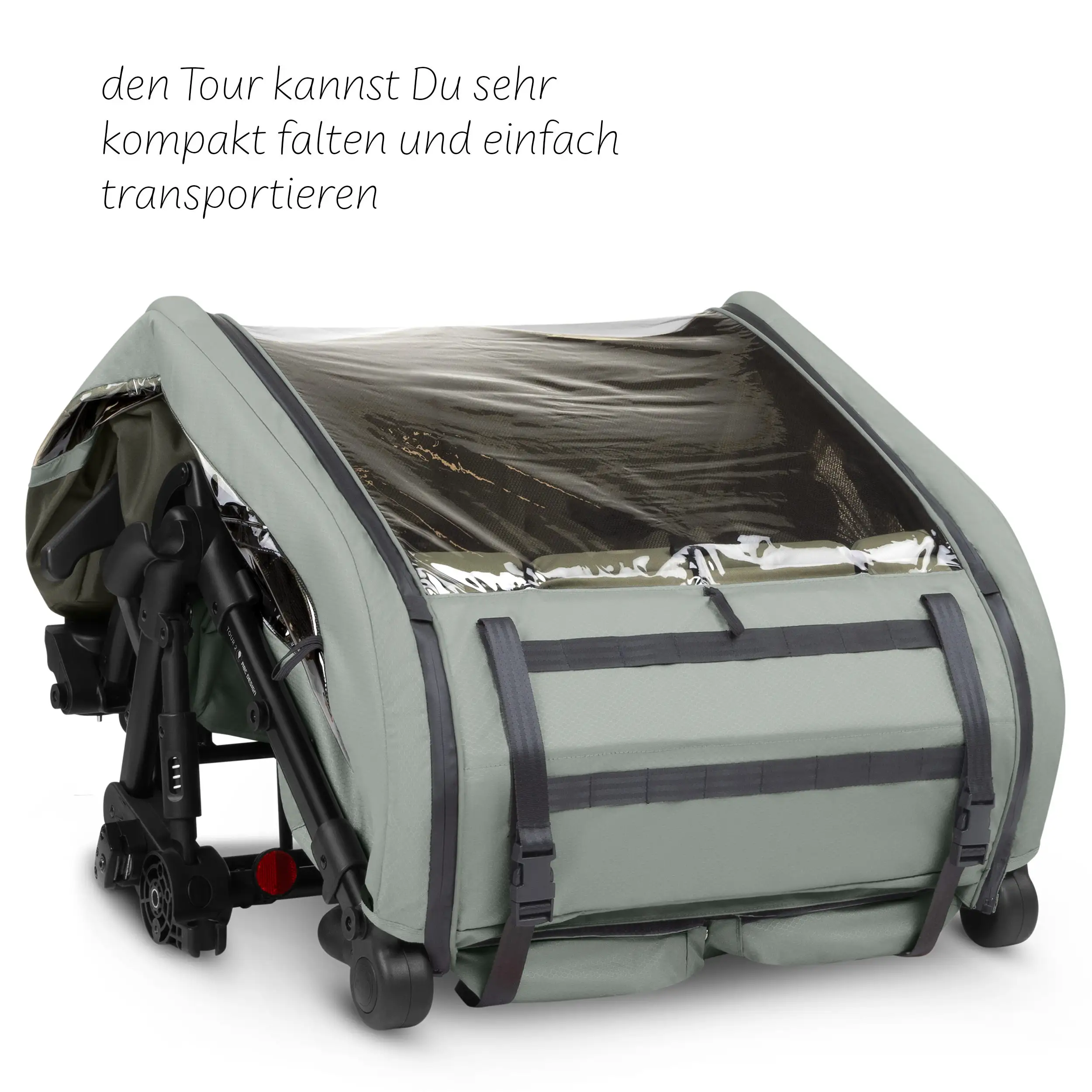 Fahrradanhänger Tour 2 mit 2 Komfortsitzen & Lufträdern - Olive