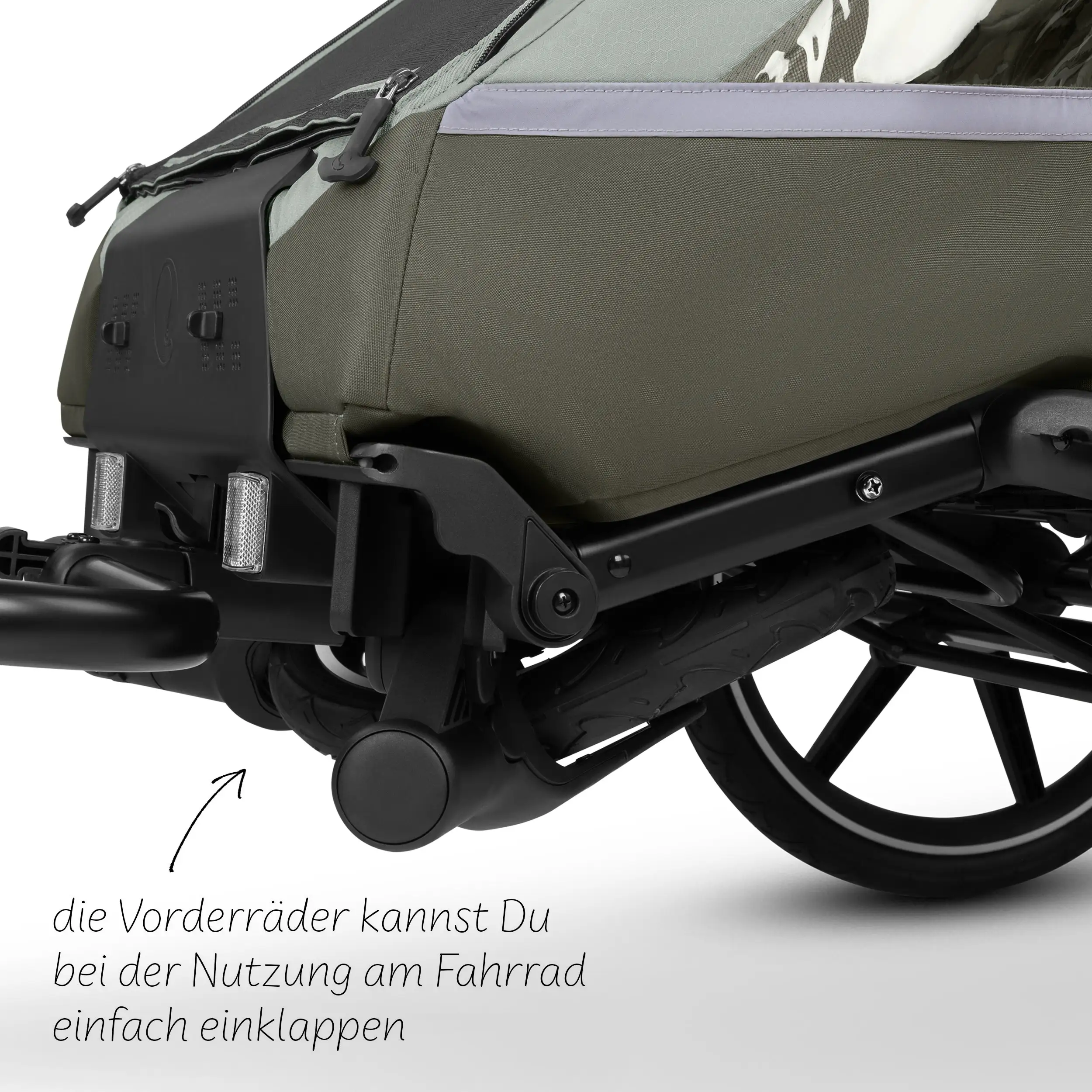 Fahrradanhänger Tour 2 mit 2 Komfortsitzen & Lufträdern - Olive