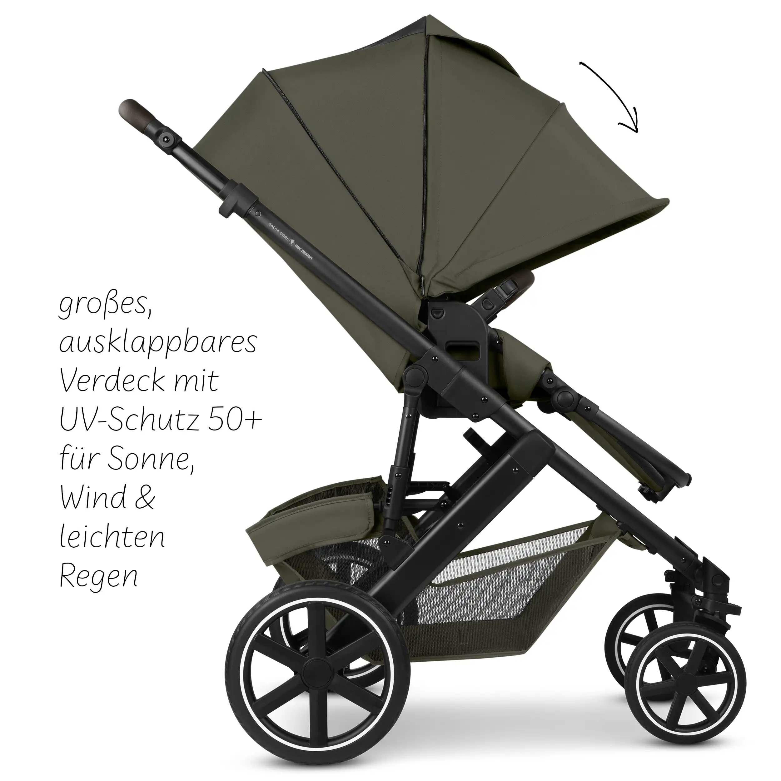 4in1 Kinderwagen-Set Salsa Core inkl. Babyschale Calla mit Liegefunktion & Isofix Base Root - Olive