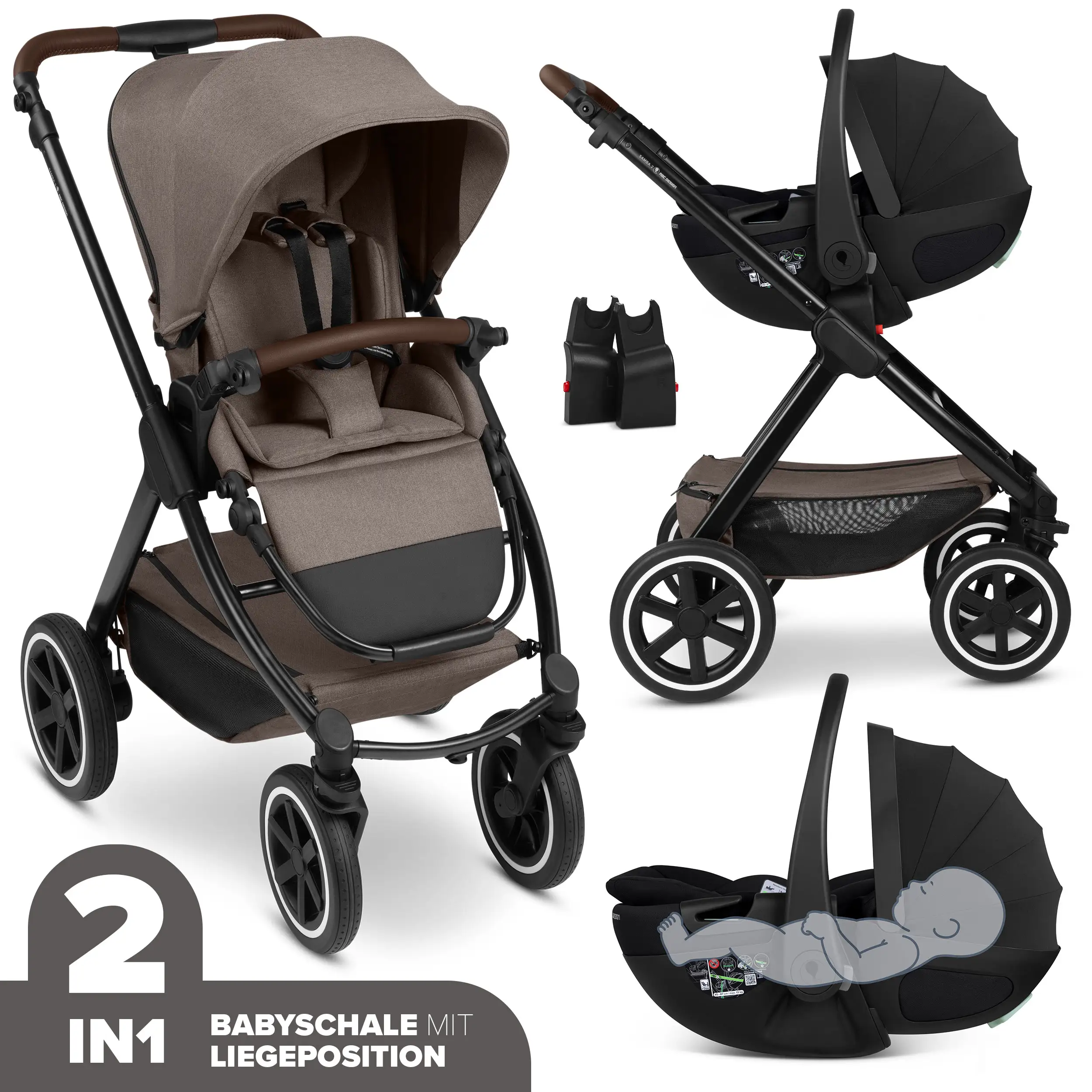 Travel System Samba 2 inkl. Babyschale Calla mit Liegefunktion - Nature