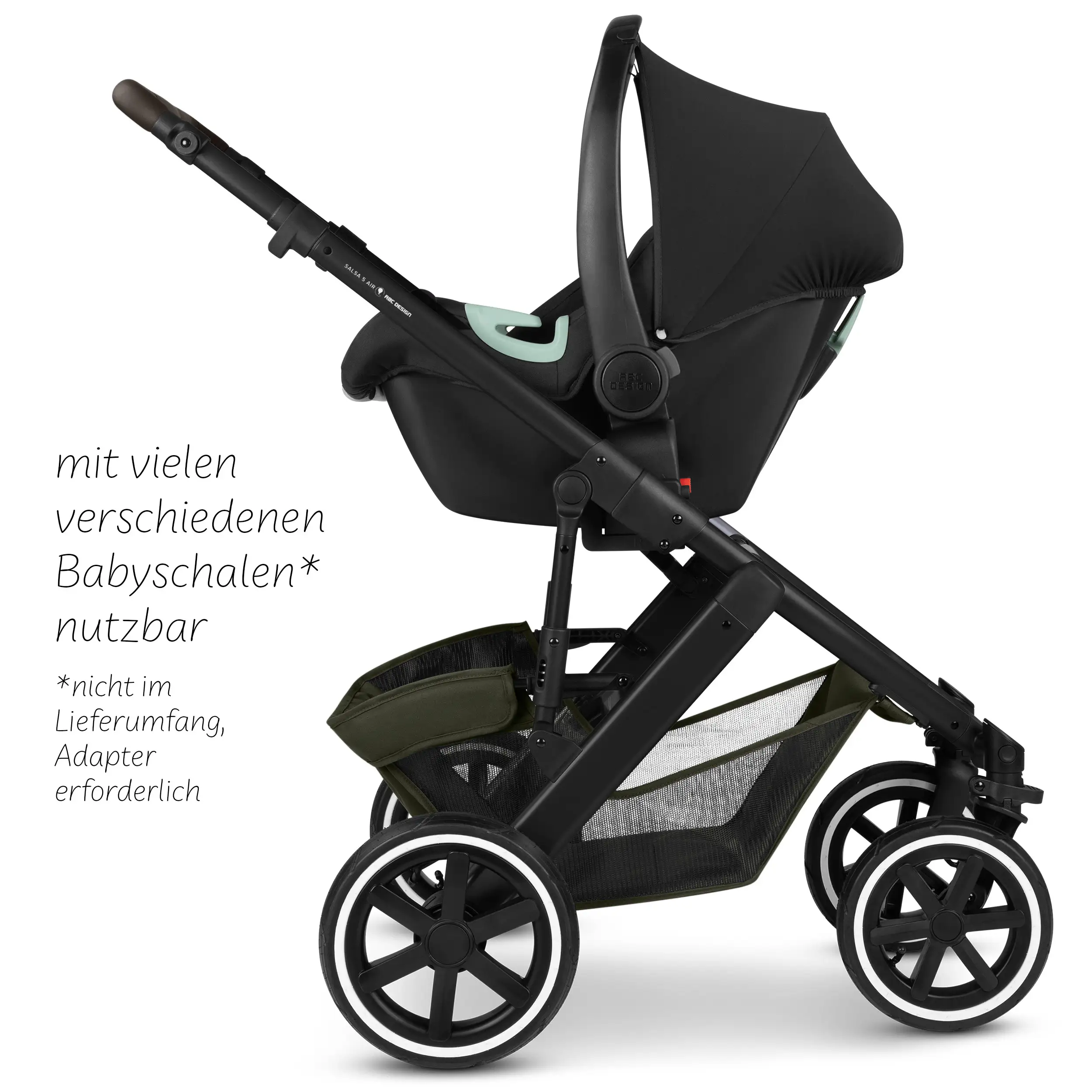 Kombi-Kinderwagen Salsa 5 Air  inkl. Wickeltasche Urban, Moskitonetz, Regenschutz - Avocado