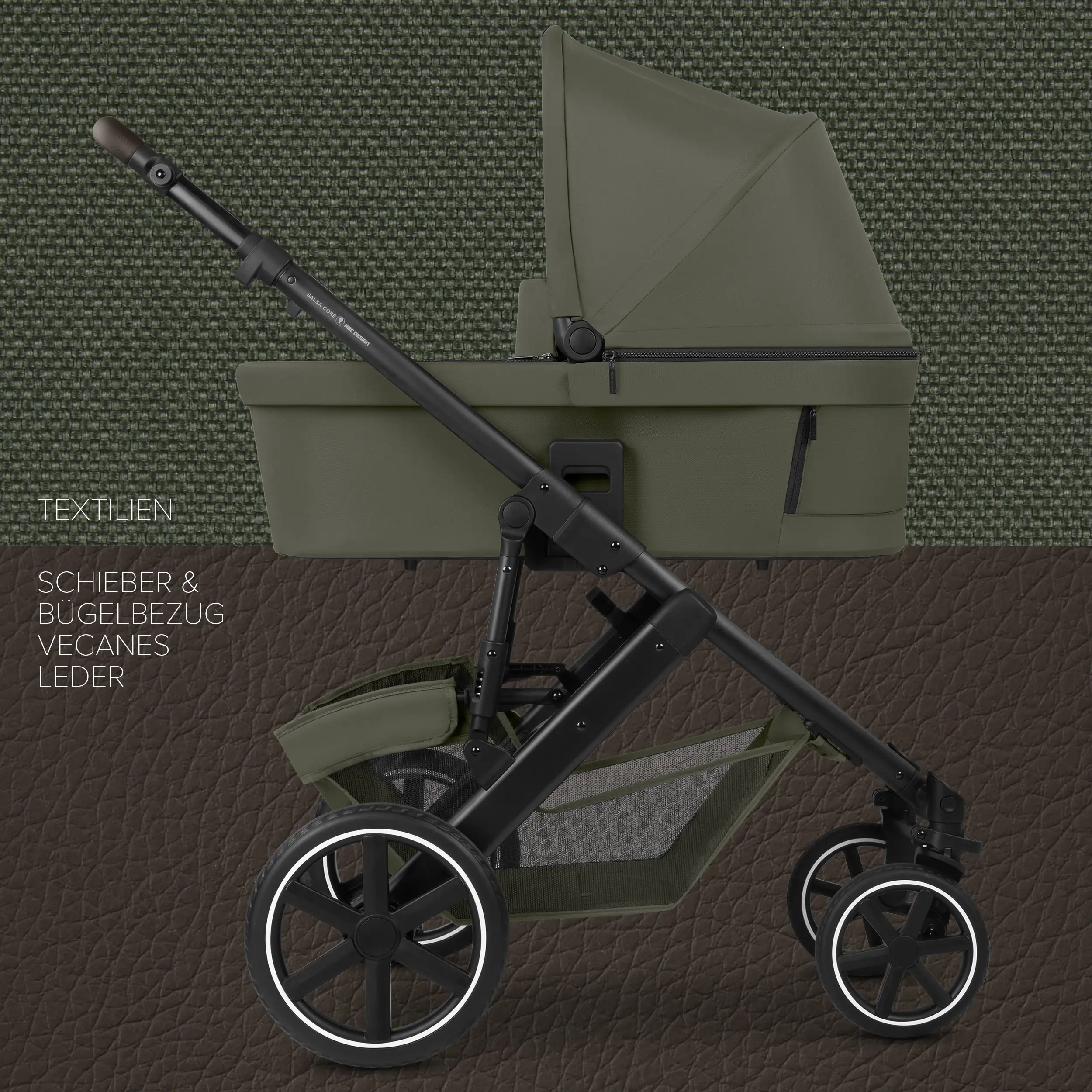 Ensemble poussette 3en1 Salsa Core avec coque auto inclinable Calla - Olive
