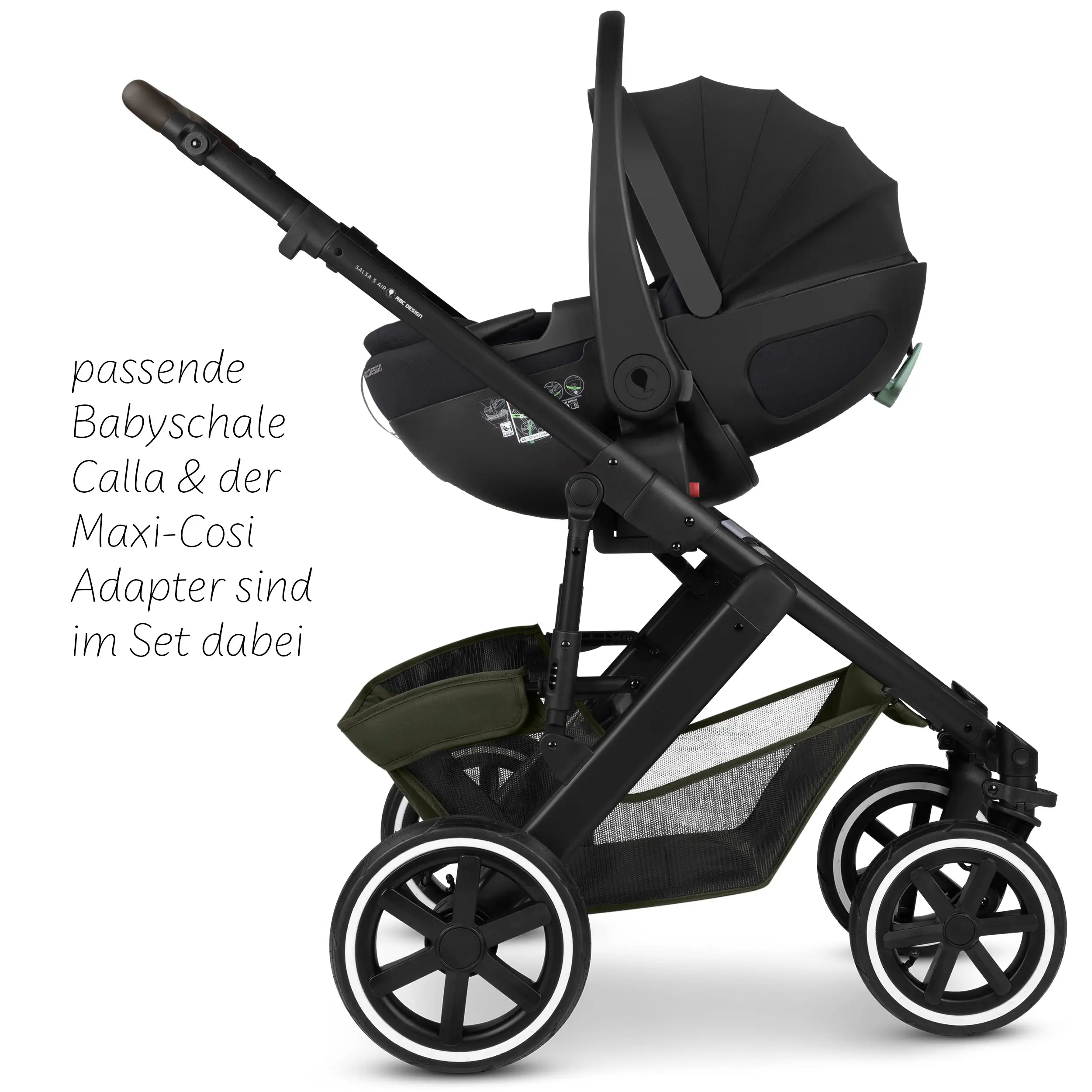 4in1-Kinderwagen-Set Salsa 5 Air inkl. Babyschale Calla mit Liegefunktion - Avocado