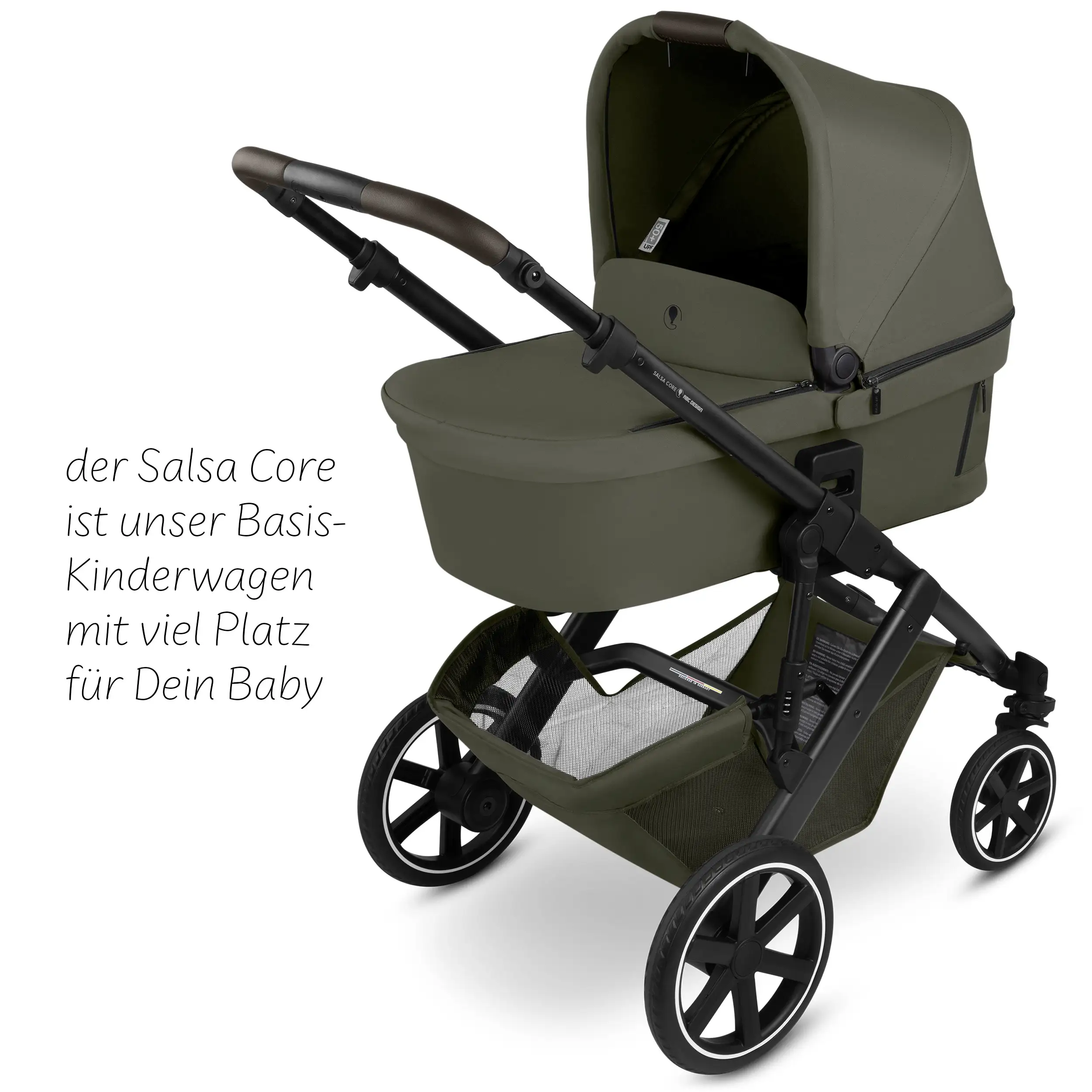 4in1 Kinderwagen-Set Salsa Core inkl. Babyschale Calla mit Liegefunktion & Isofix Base Root - Olive
