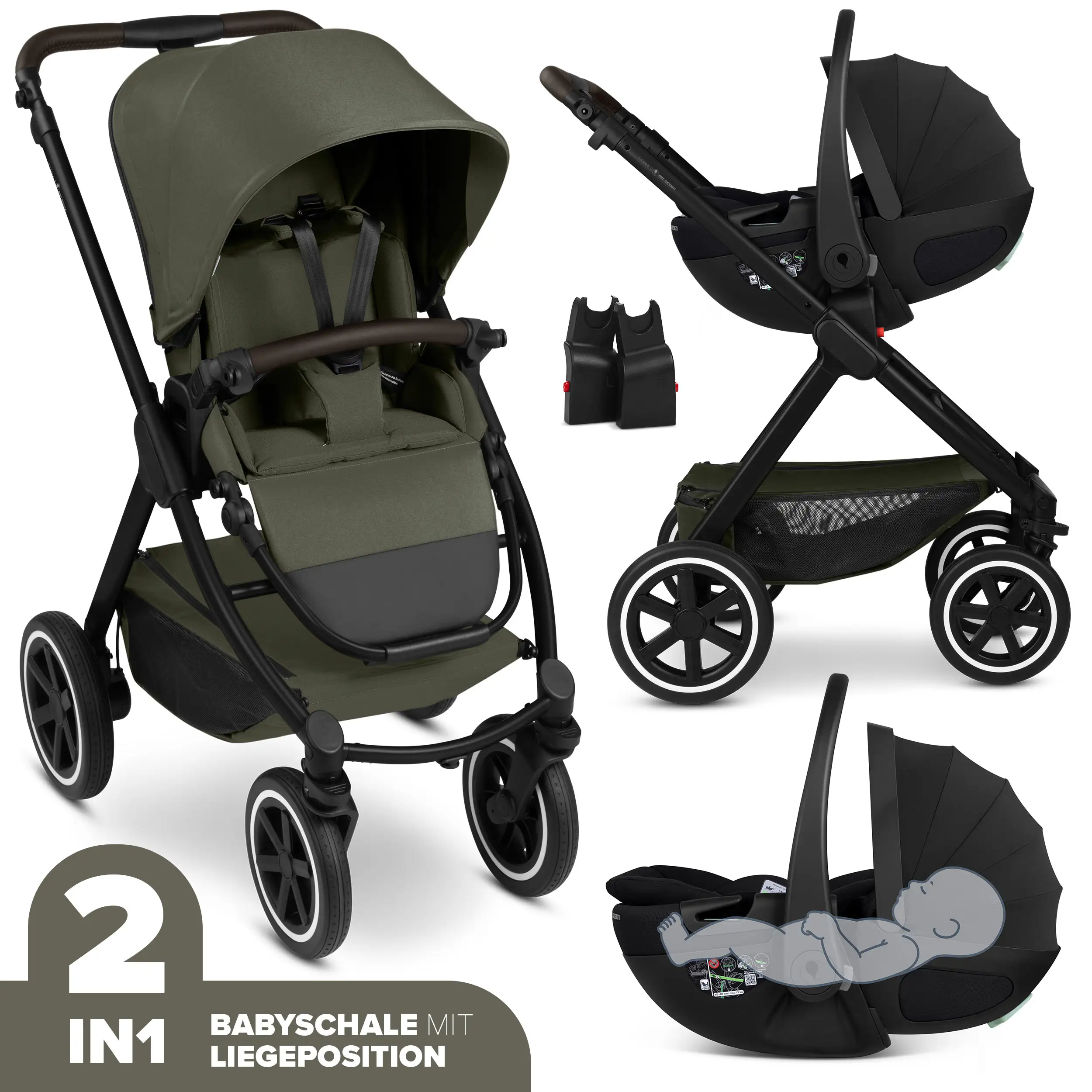Travel System Samba 2 inkl. Babyschale Calla mit Liegefunktion - Avocado