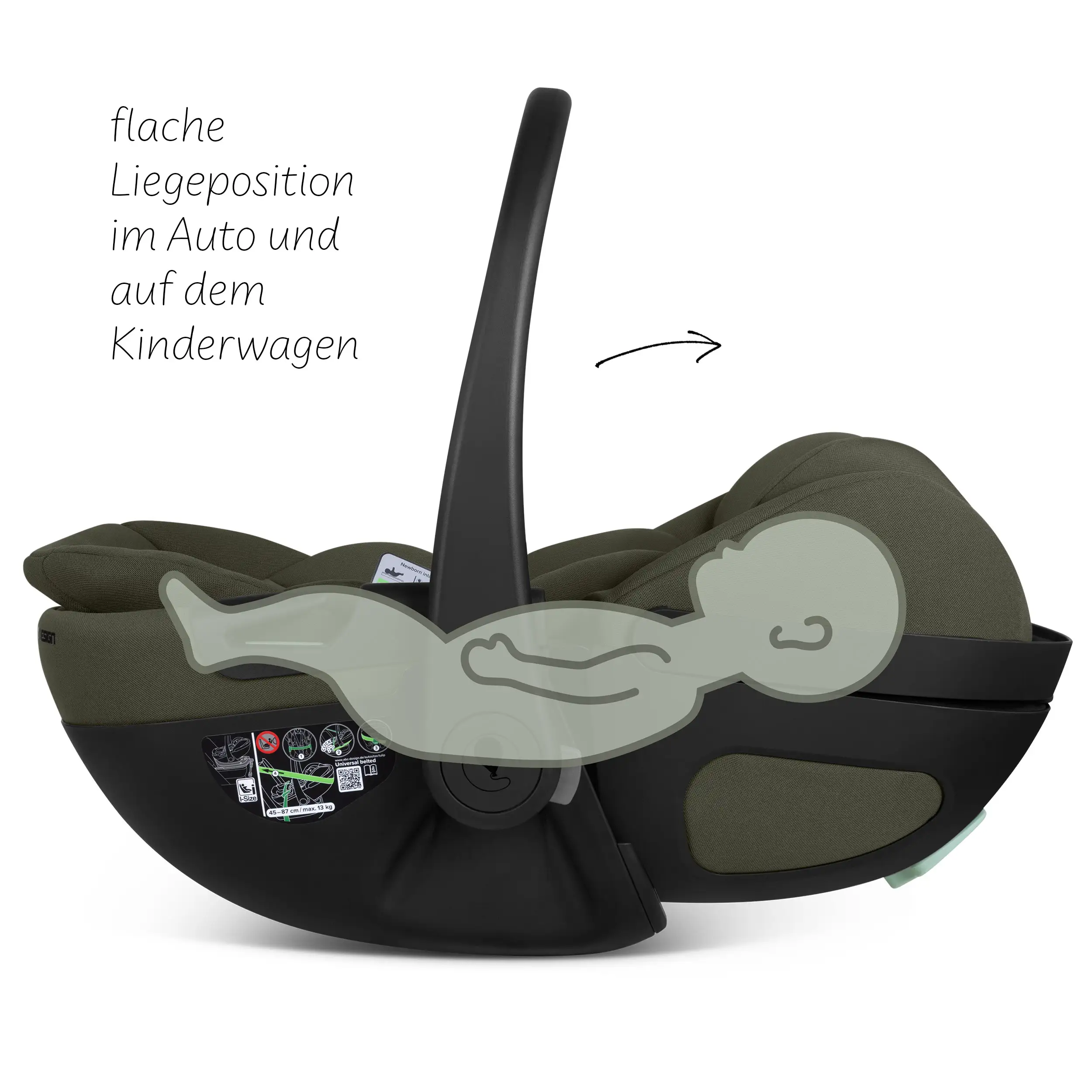 Babyschale mit Liegefunktion Calla i-Size - Olive