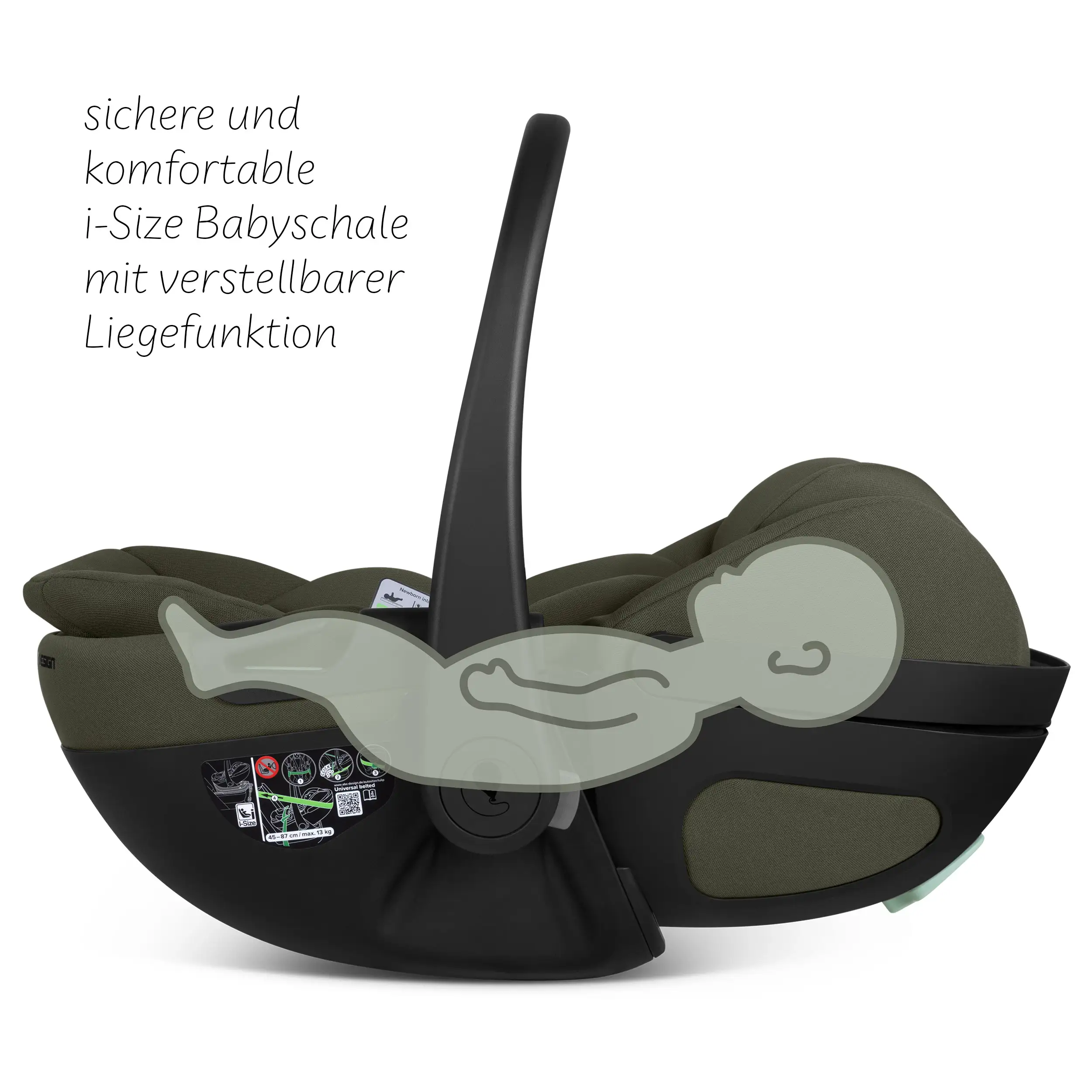 Babyschale mit Liegefunktion Calla i-Size inkl. drehbarer Isofix Base Root- Olive