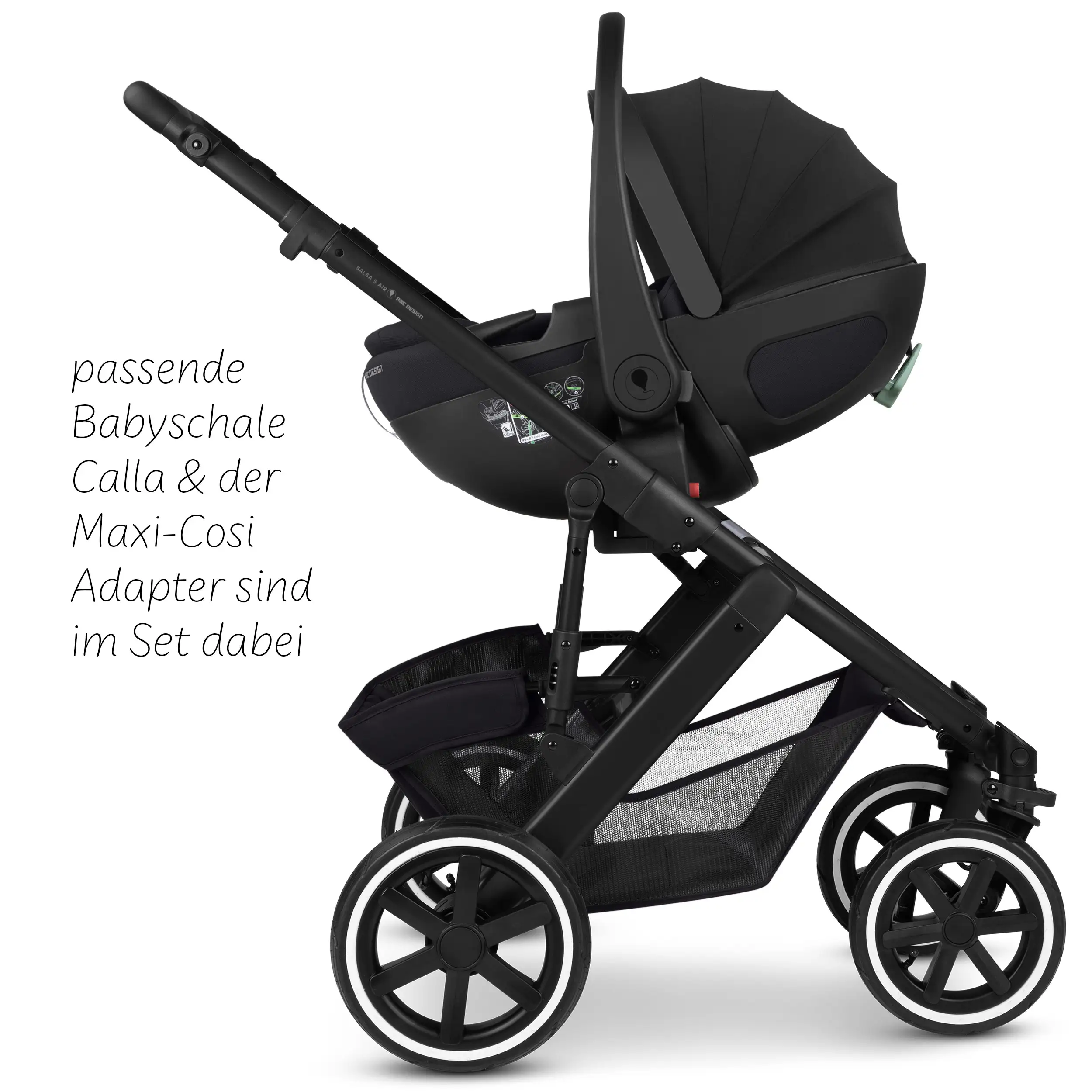 3in1-Kinderwagen-Set Salsa 5 Air inkl. Babyschale Calla mit Liegefunktion - Coal