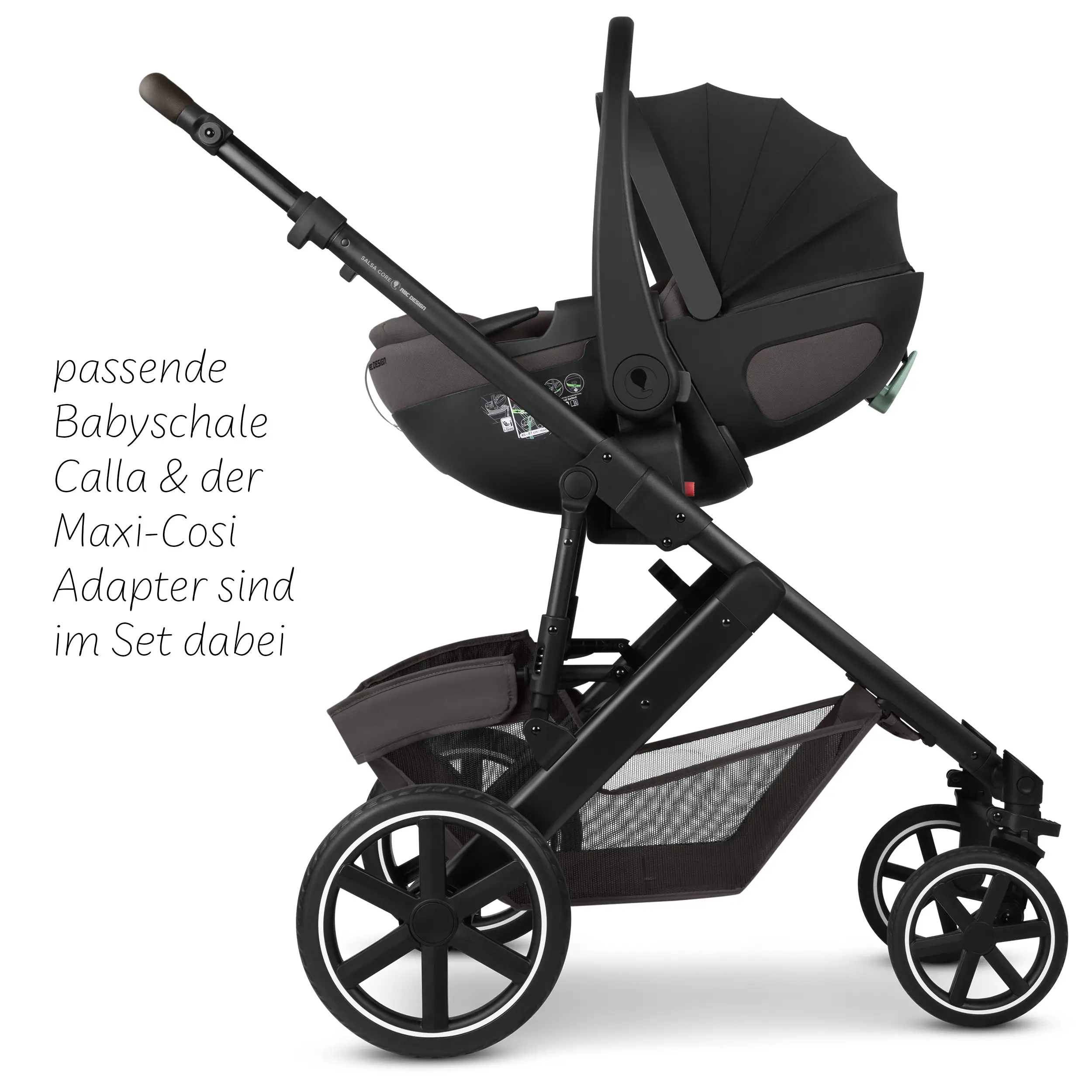 Ensemble poussette 4en1 Salsa Core avec coque auto inclinable Calla et base ISOFIX Root - Falcon