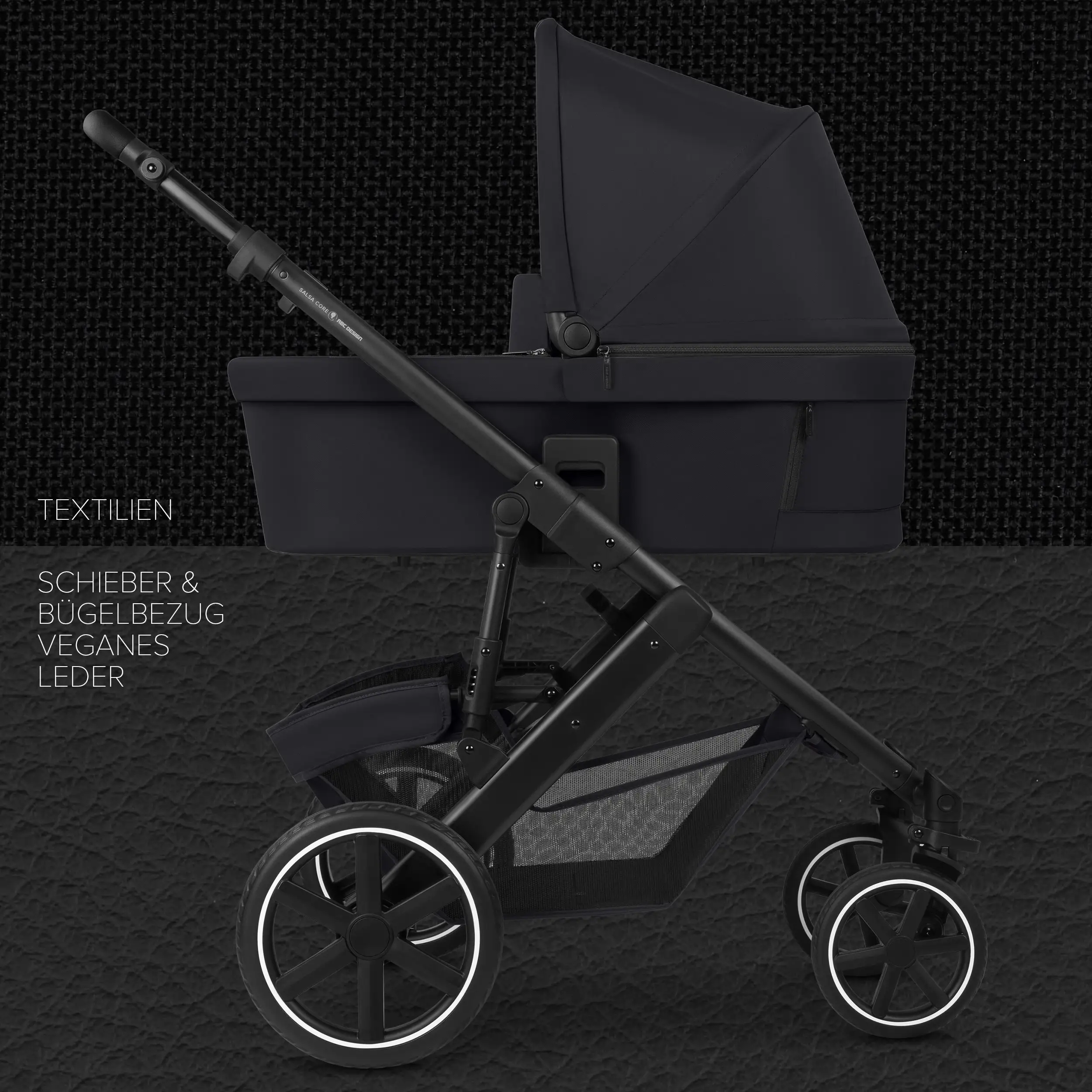 Ensemble poussette 4en1 Salsa Core avec coque auto inclinable Calla et base ISOFIX Root - Ink