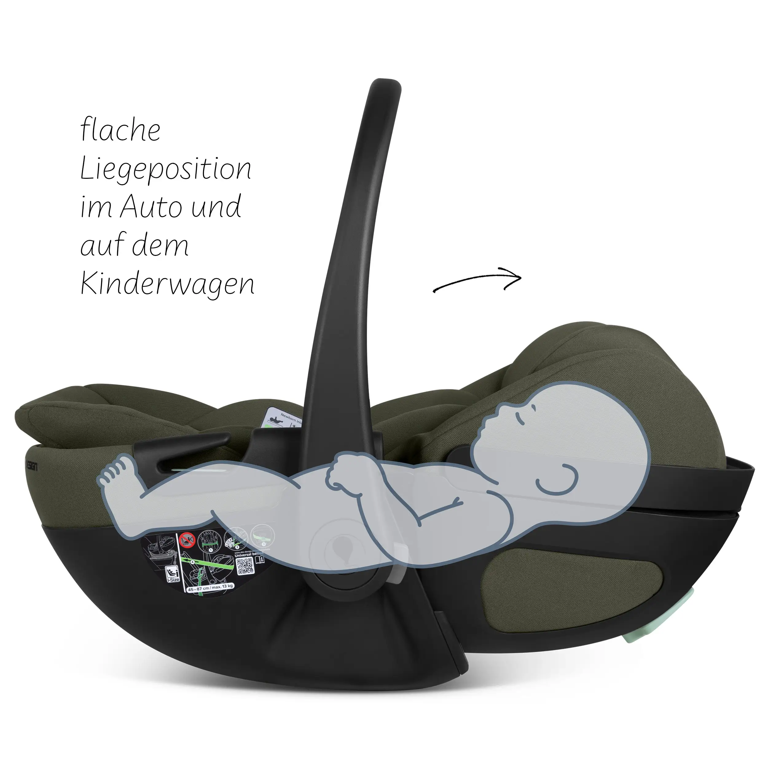 Ovetto Calla i-Size con funzione reclinabile - Olive