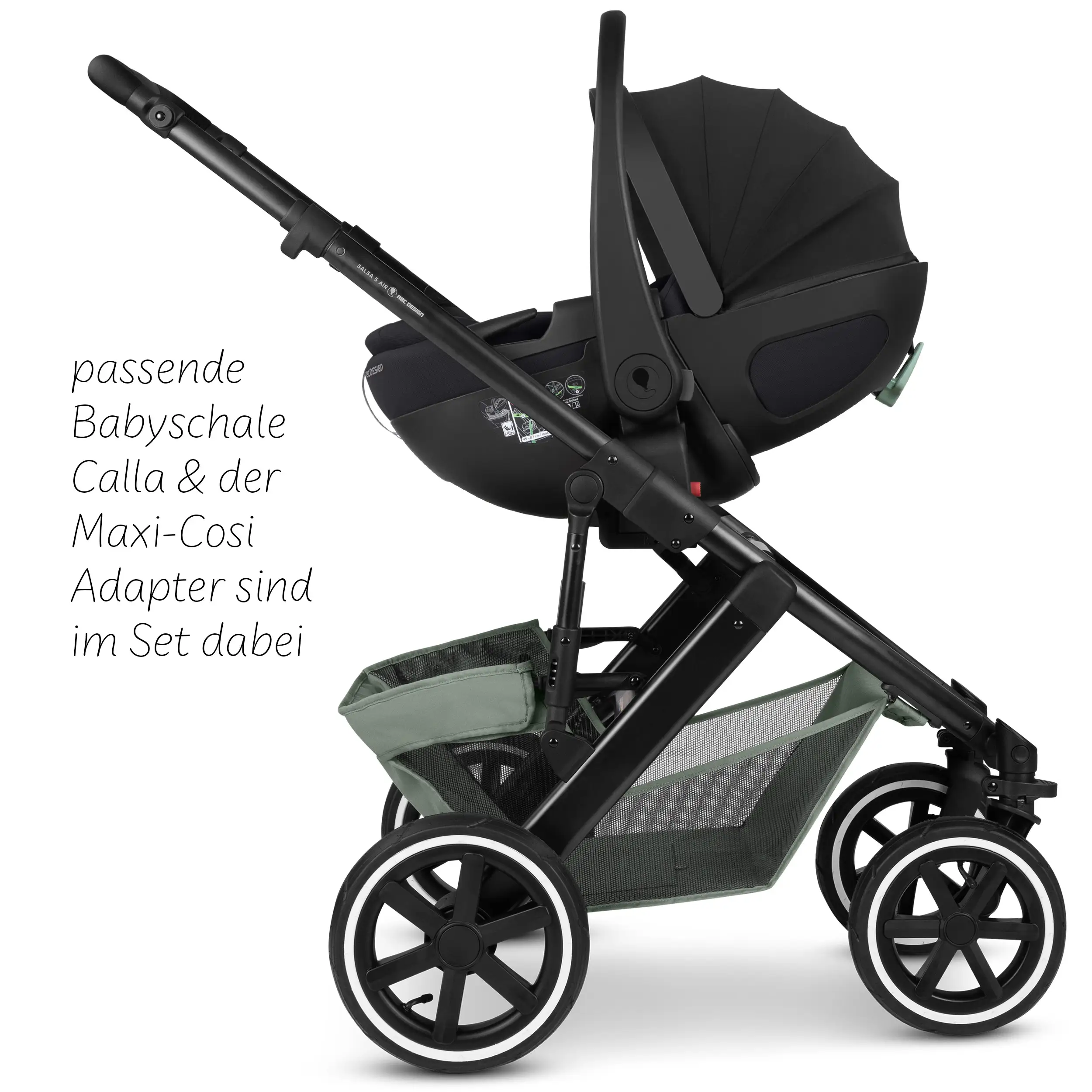 3in1-Kinderwagen-Set Salsa 5 Air inkl. Babyschale Calla mit Liegefunktion - Pine