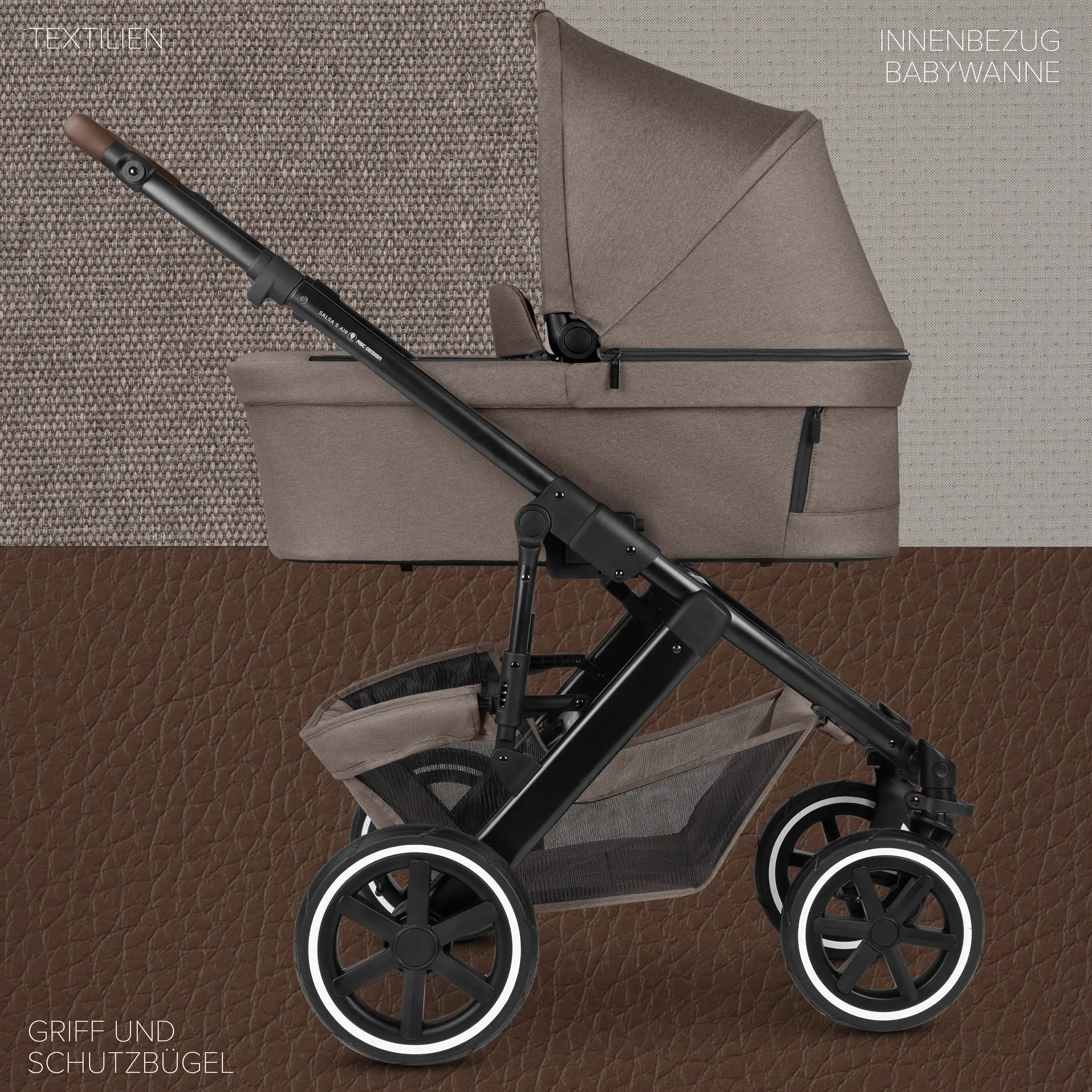 Kombi-Kinderwagen Salsa 5 Air  inkl. Wickeltasche Urban, Moskitonetz, Regenschutz - Nature