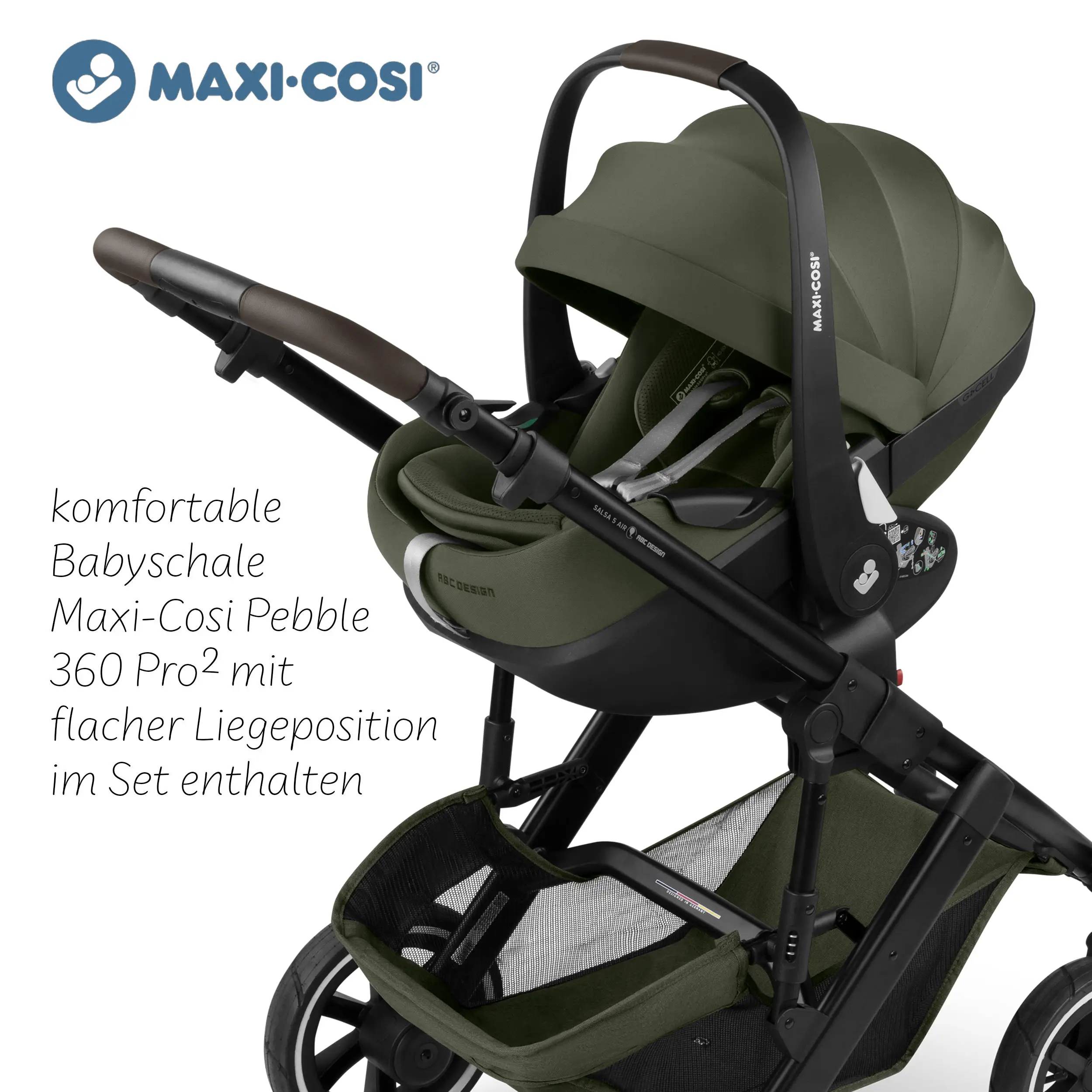 3in1 Kinderwagen-Set City Life inkl. Babyschale Maxi Cosi Pebble 360 Pro 2 - Avocado