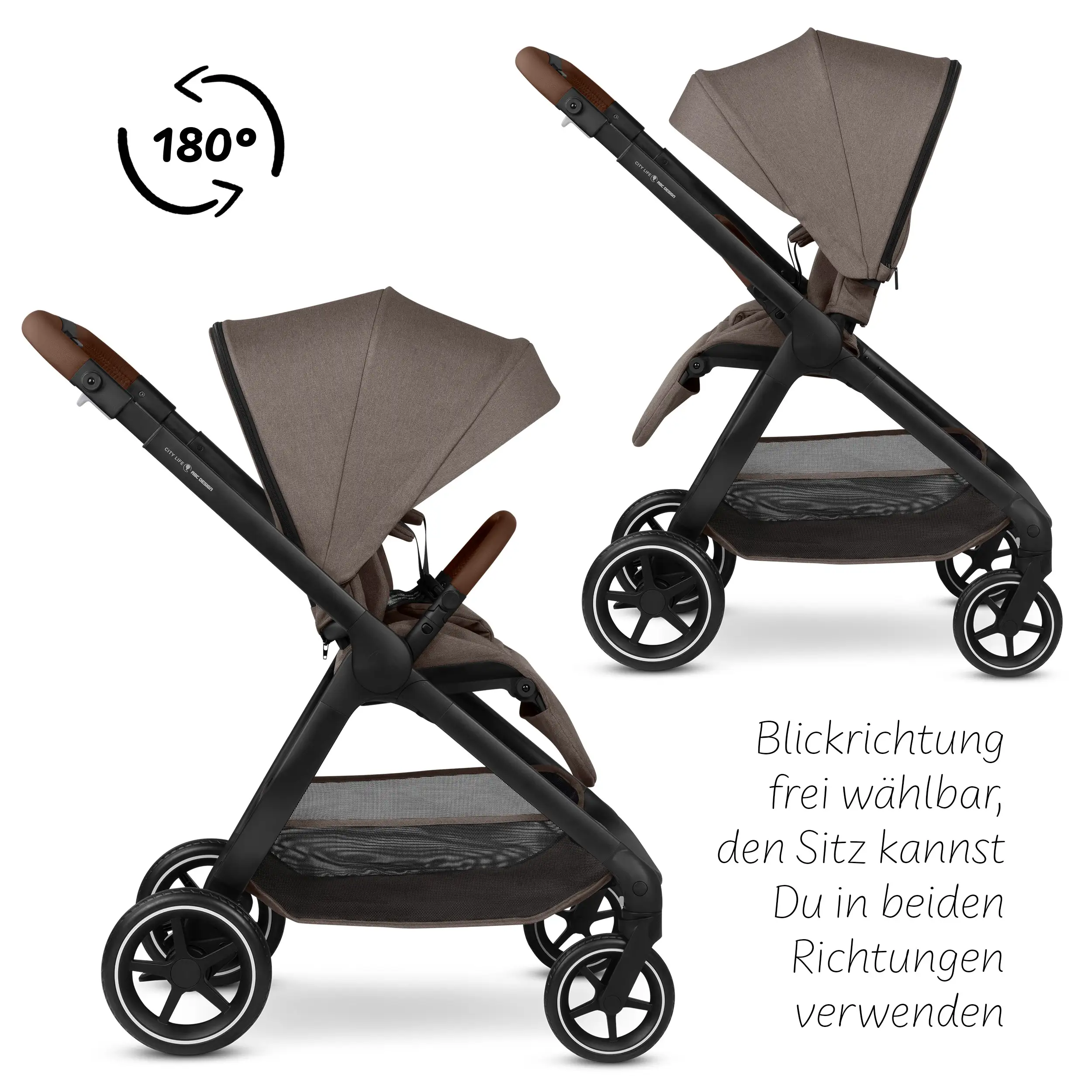 3in1-Kinderwagen-Set City Life inkl. Babyschale Calla mit Liegefunktion - Nature