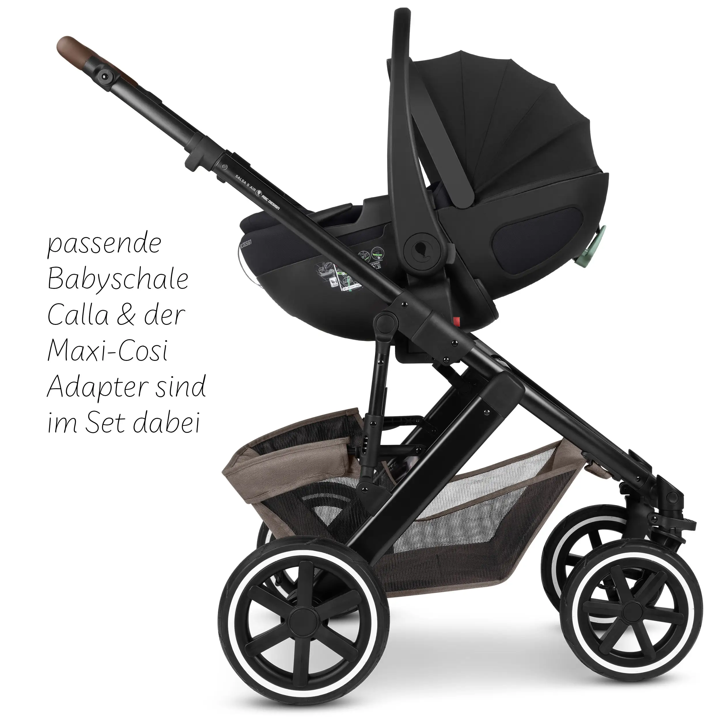 4in1-Kinderwagen-Set Salsa 5 Air inkl. Babyschale Calla mit Liegefunktion - Nature