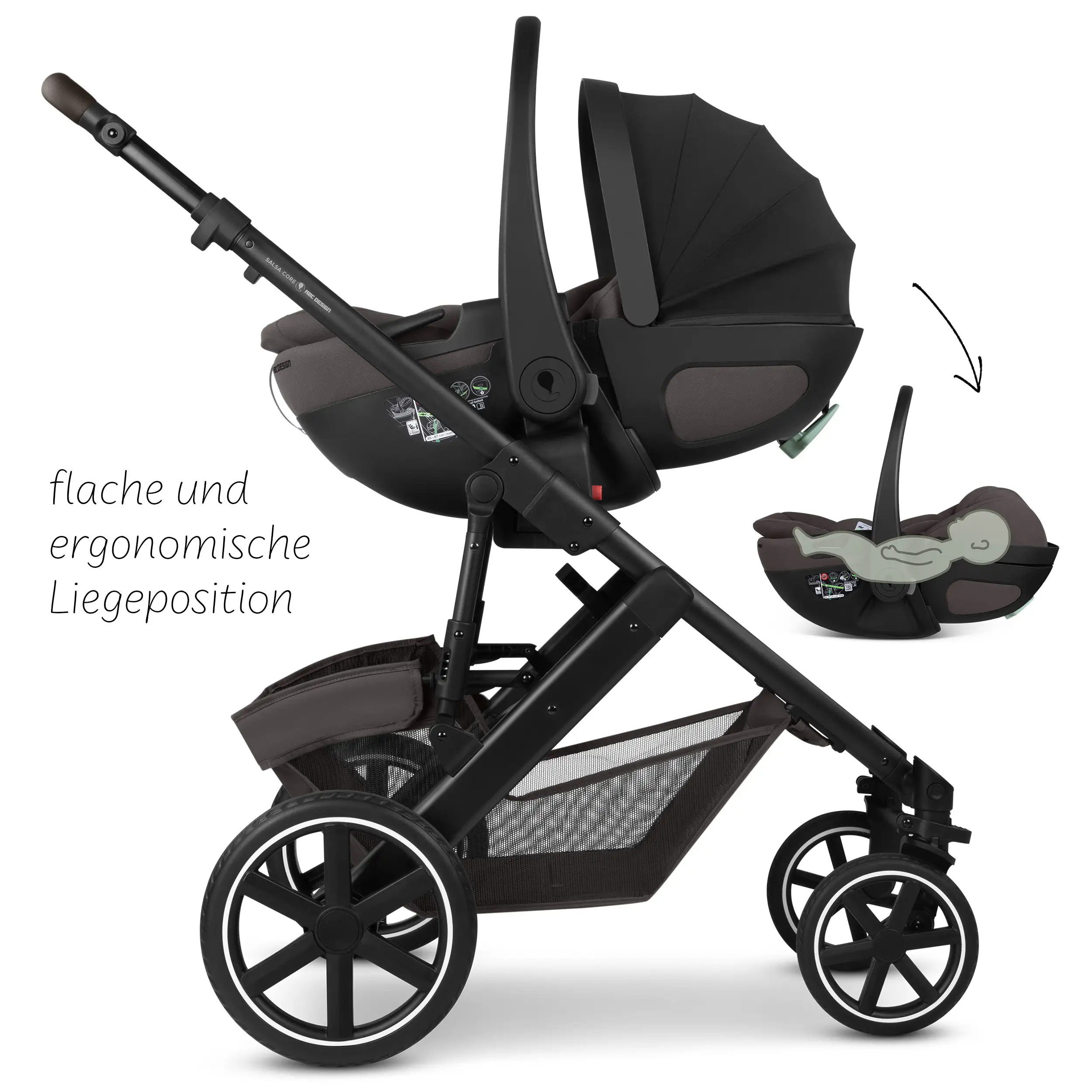 Ensemble poussette 3en1 Salsa Core avec coque auto inclinable Calla - Falcon