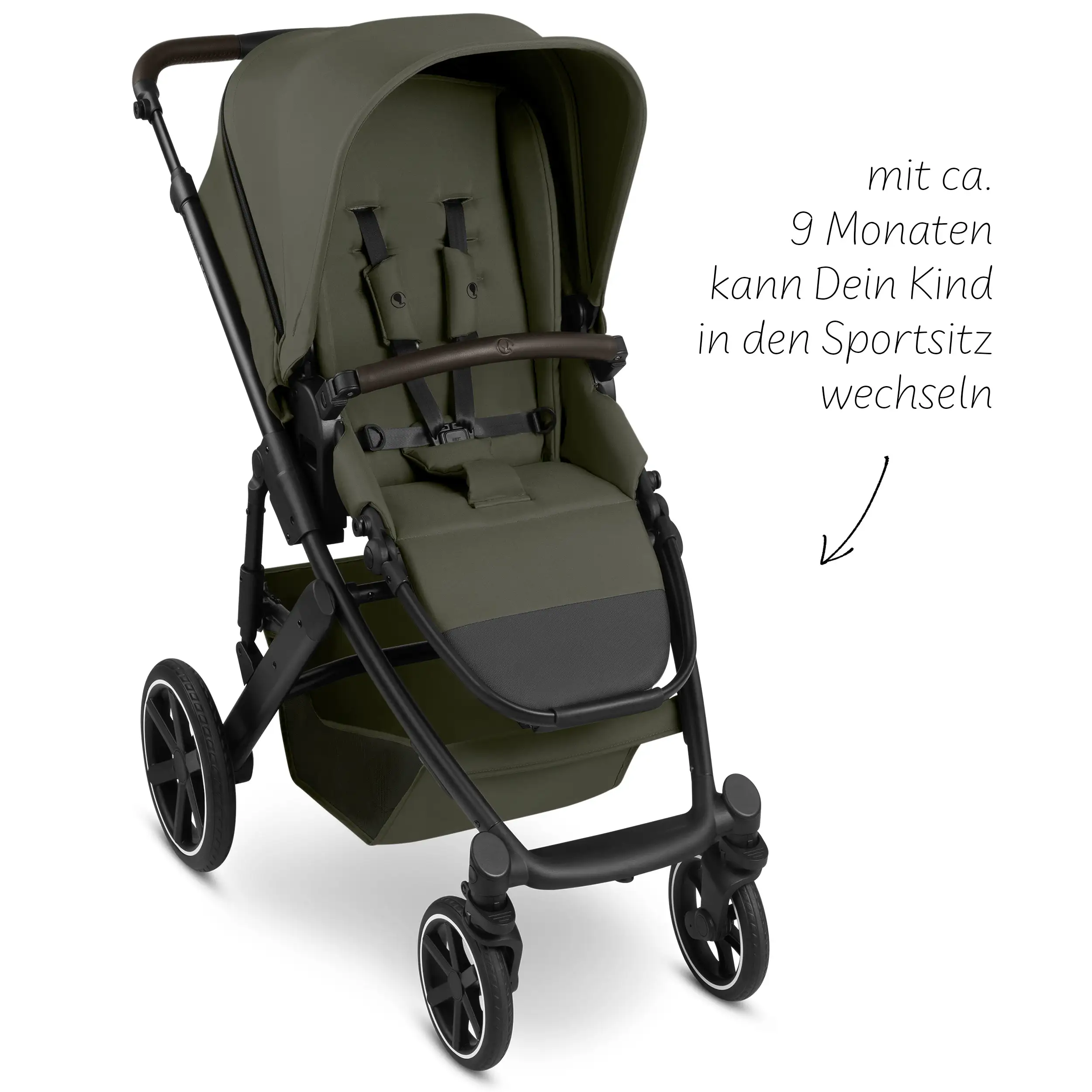 4in1 Kinderwagen-Set Salsa Core inkl. Babyschale Calla mit Liegefunktion & Isofix Base Root - Olive
