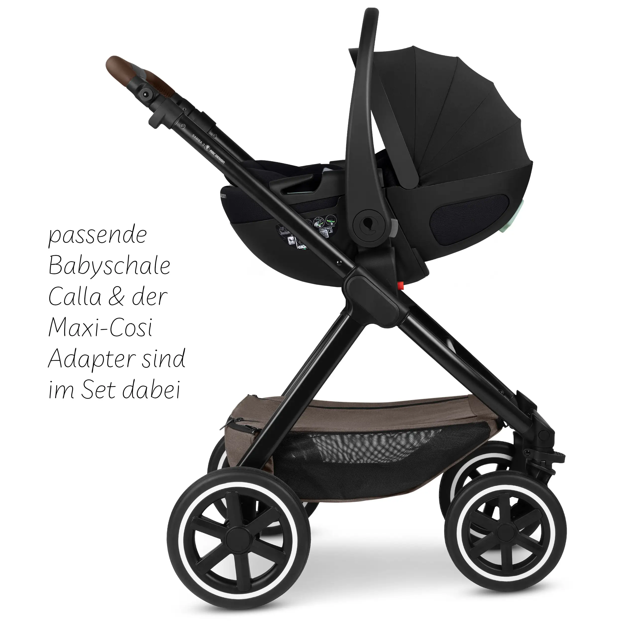 4in1-Kinderwagen-Set Samba 2 inkl. Babyschale Calla mit Liegefunktion - Nature