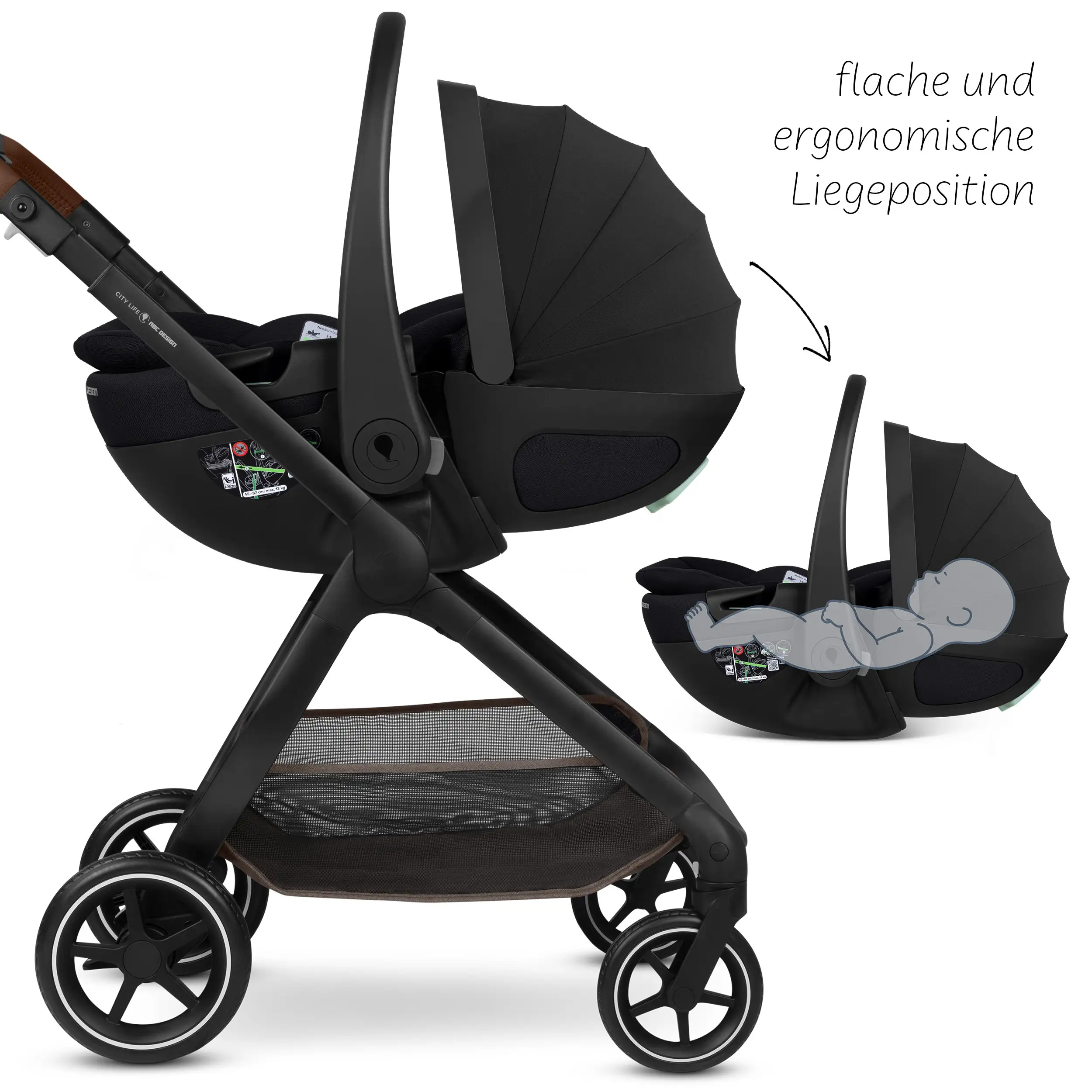 Travel System City Life inkl. Babyschale Calla mit Liegefunktion- Nature