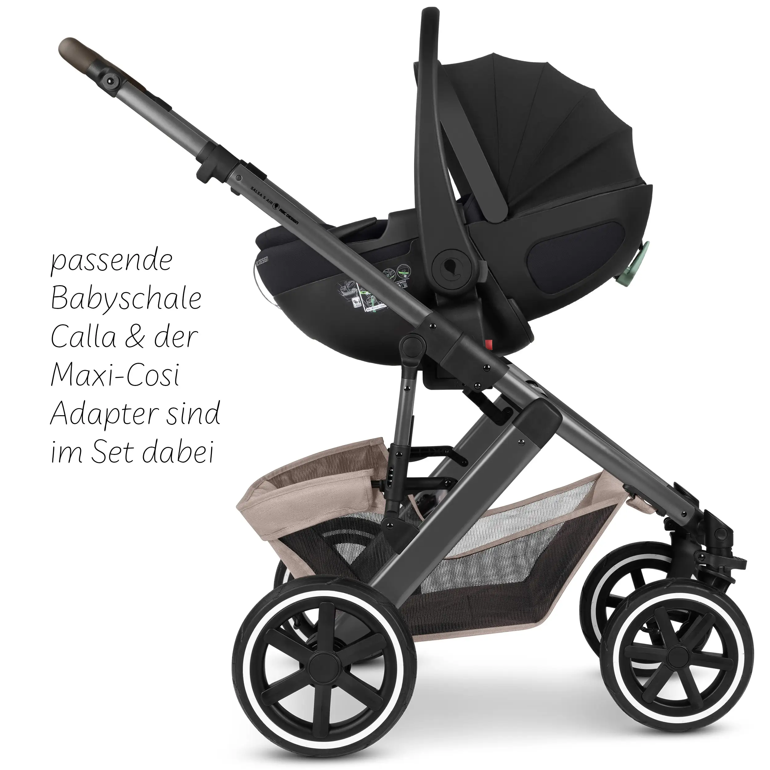 4in1-Kinderwagen-Set Salsa 5 Air inkl. Babyschale Calla mit Liegefunktion - Camel