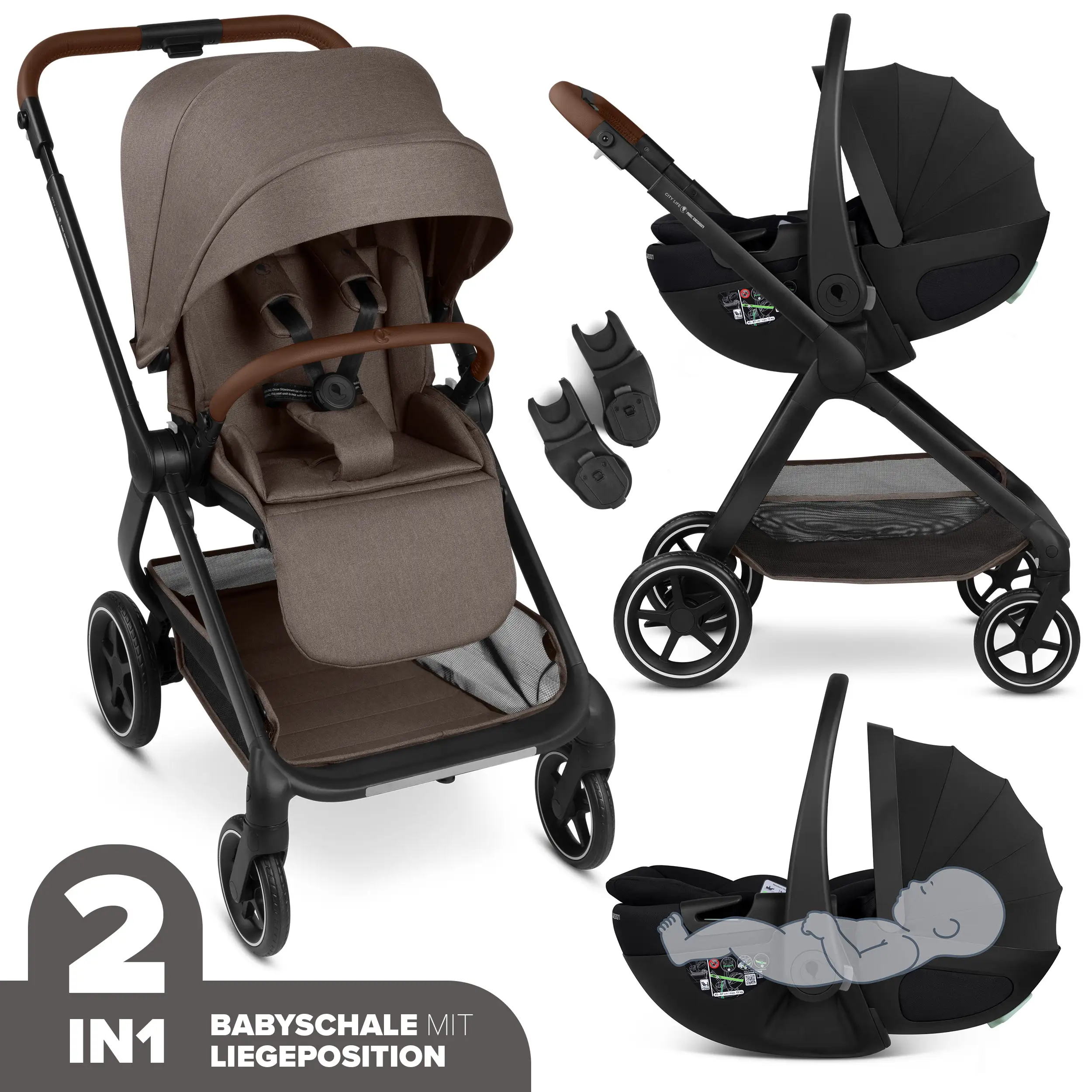 Travel System City Life inkl. Babyschale Calla mit Liegefunktion- Nature