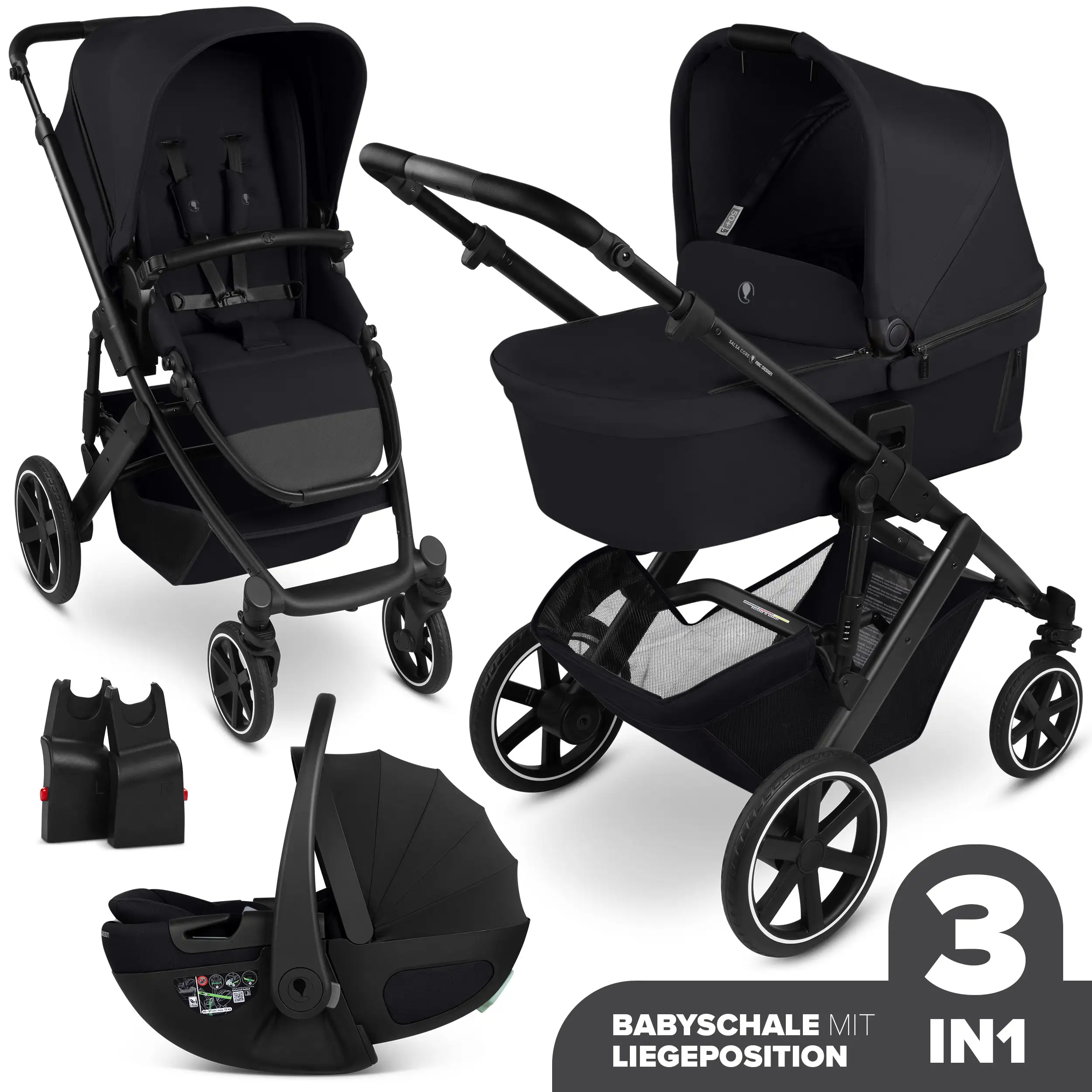 Set passeggino 3in1 Salsa Core incl. ovetto Calla con funzione reclinabile - Ink