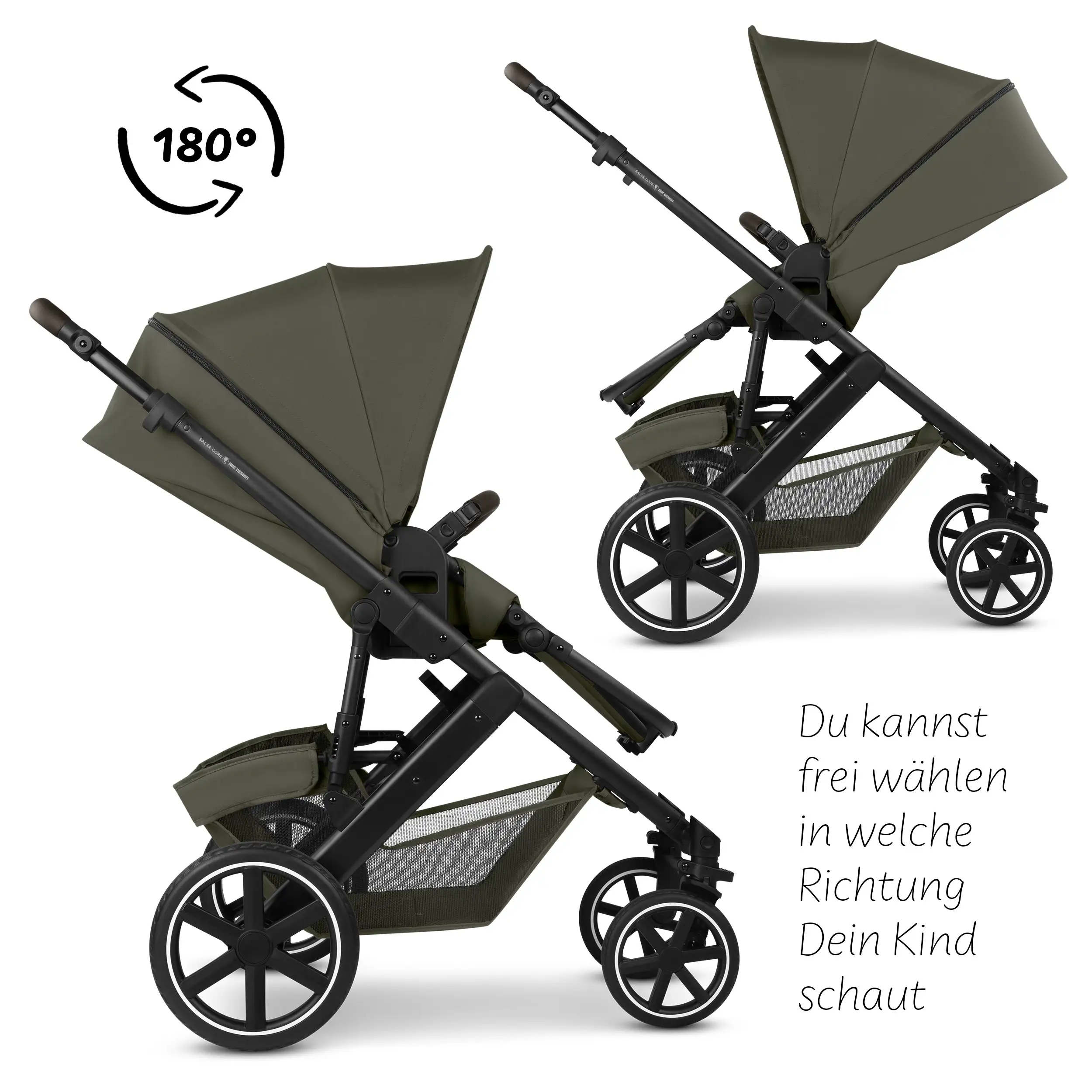 Ensemble poussette 3en1 Salsa Core avec coque auto inclinable Calla - Olive