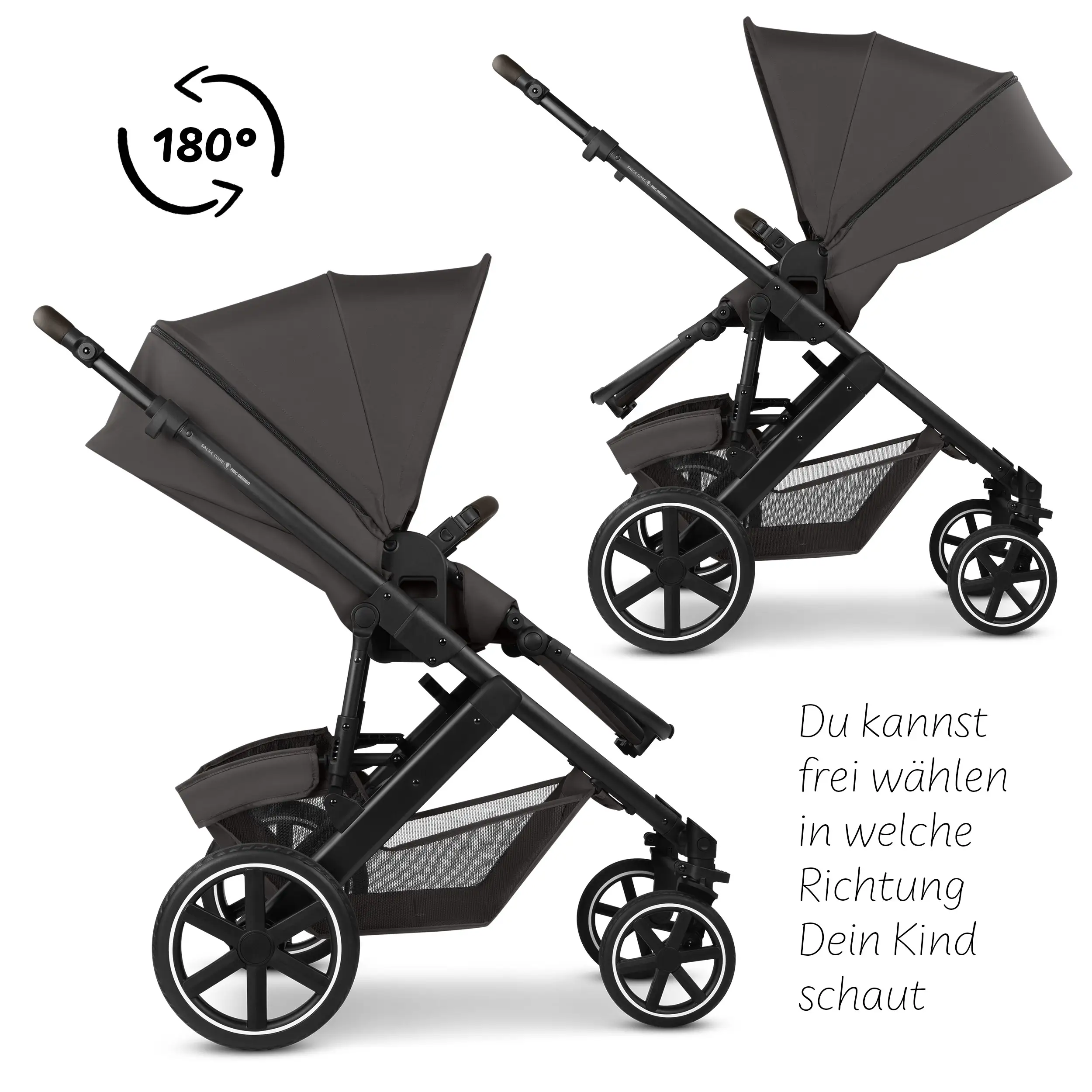 Ensemble poussette 4en1 Salsa Core avec coque auto inclinable Calla et base ISOFIX Root - Falcon