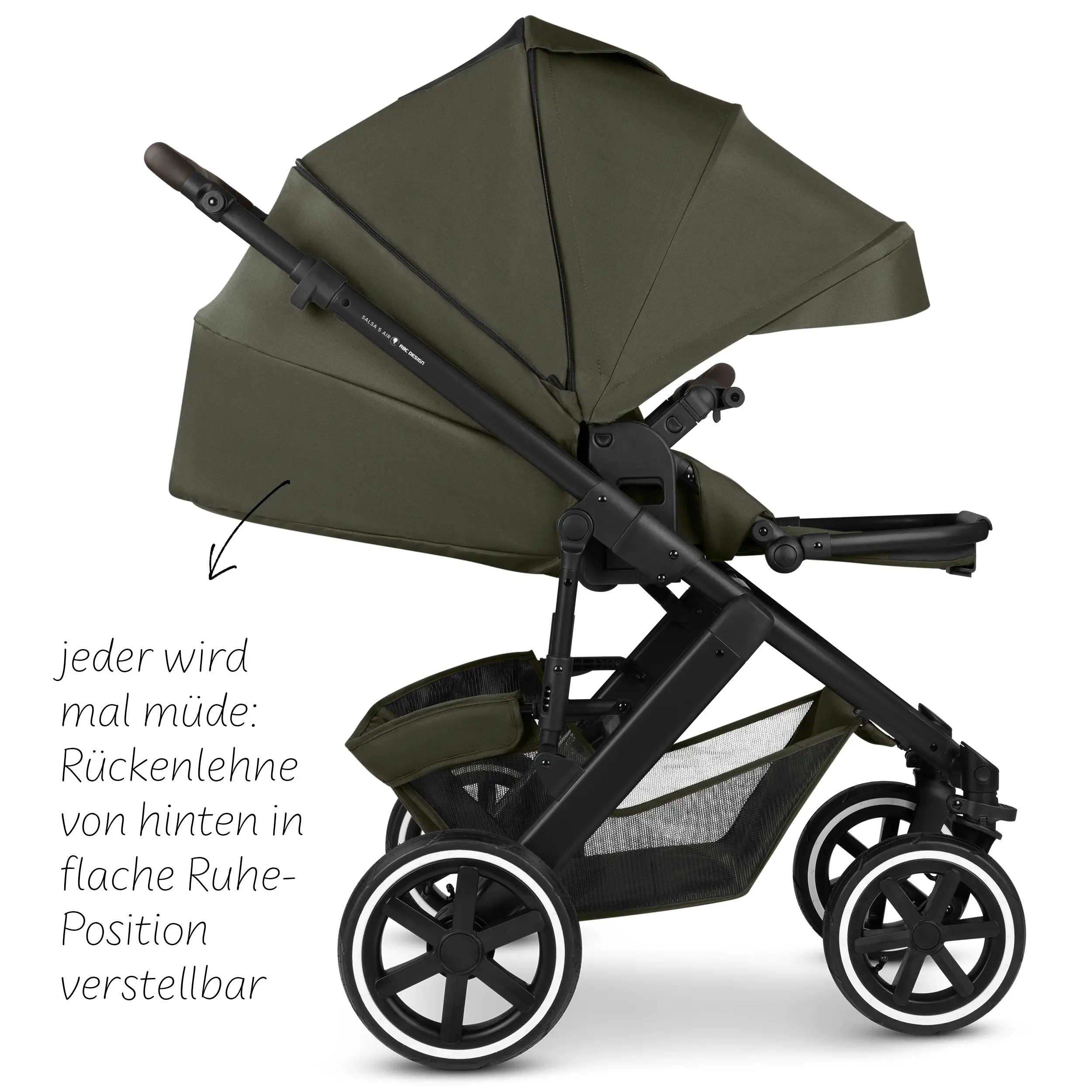 Kombi-Kinderwagen Salsa 5 Air  inkl. Wickeltasche Urban, Moskitonetz, Regenschutz - Avocado
