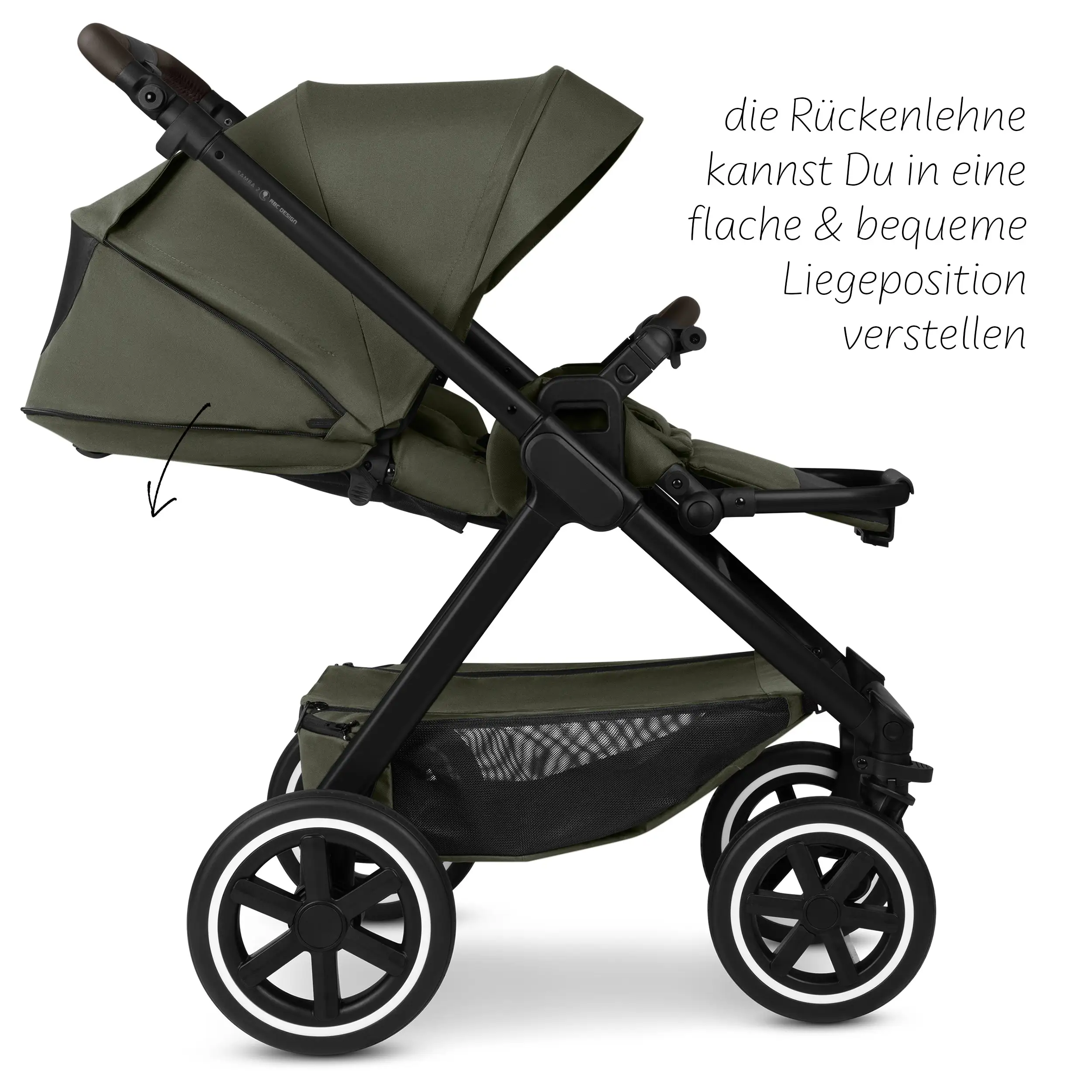 3in1-Kinderwagen-Set Samba 2 inkl. Babyschale Calla mit Liegefunktion - Avocado