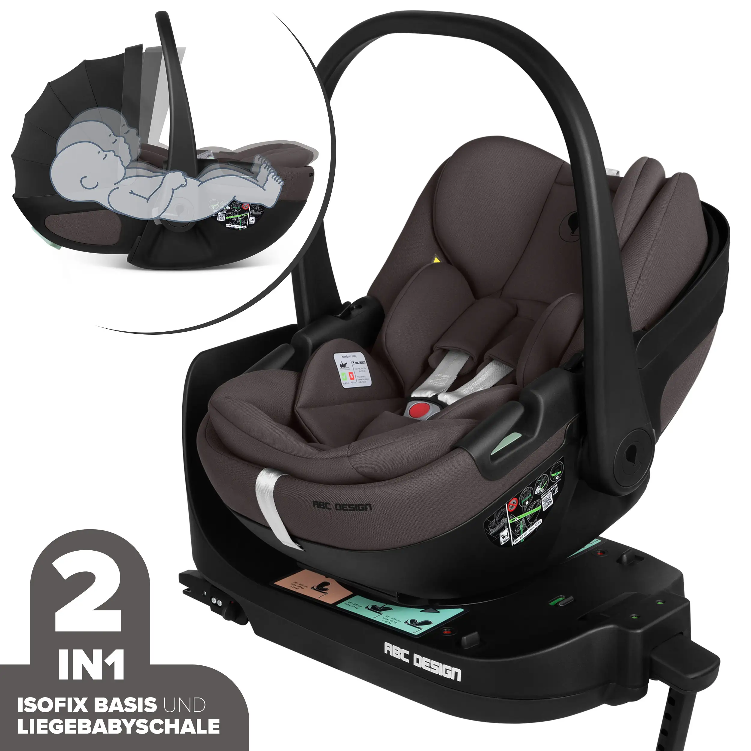 Ovetto Calla i-Size reclinabile incl. base ISOFIX girevole Root - Falcon