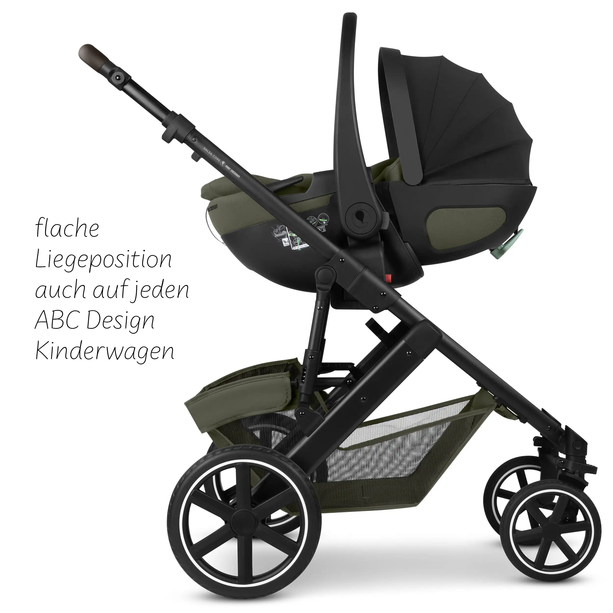 Babyschale mit Liegefunktion Calla i-Size inkl. drehbarer Isofix Base Root- Olive