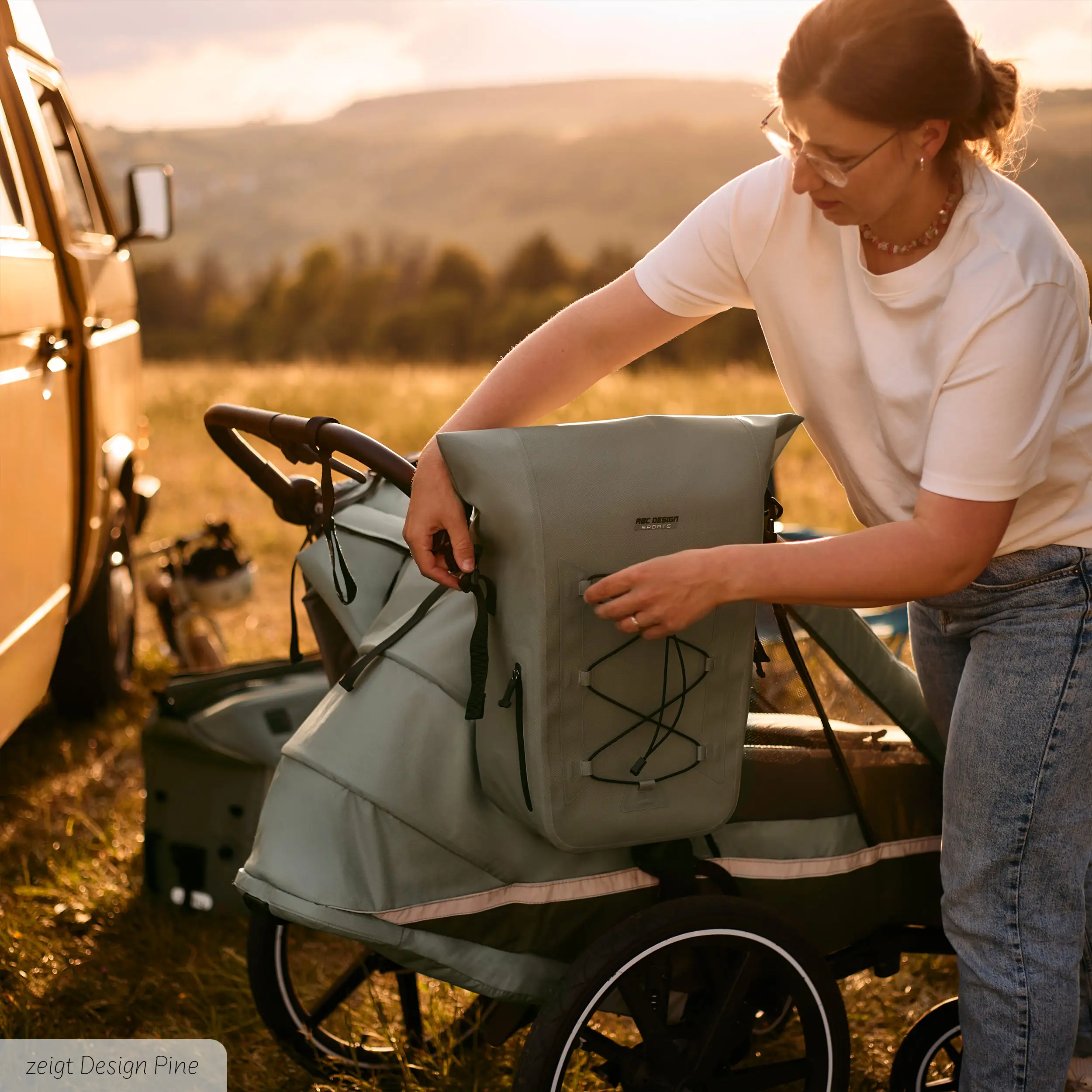 Satteltasche Sion 20L für Kinderwagen Fahrradanhänger & Alltag - Avocado