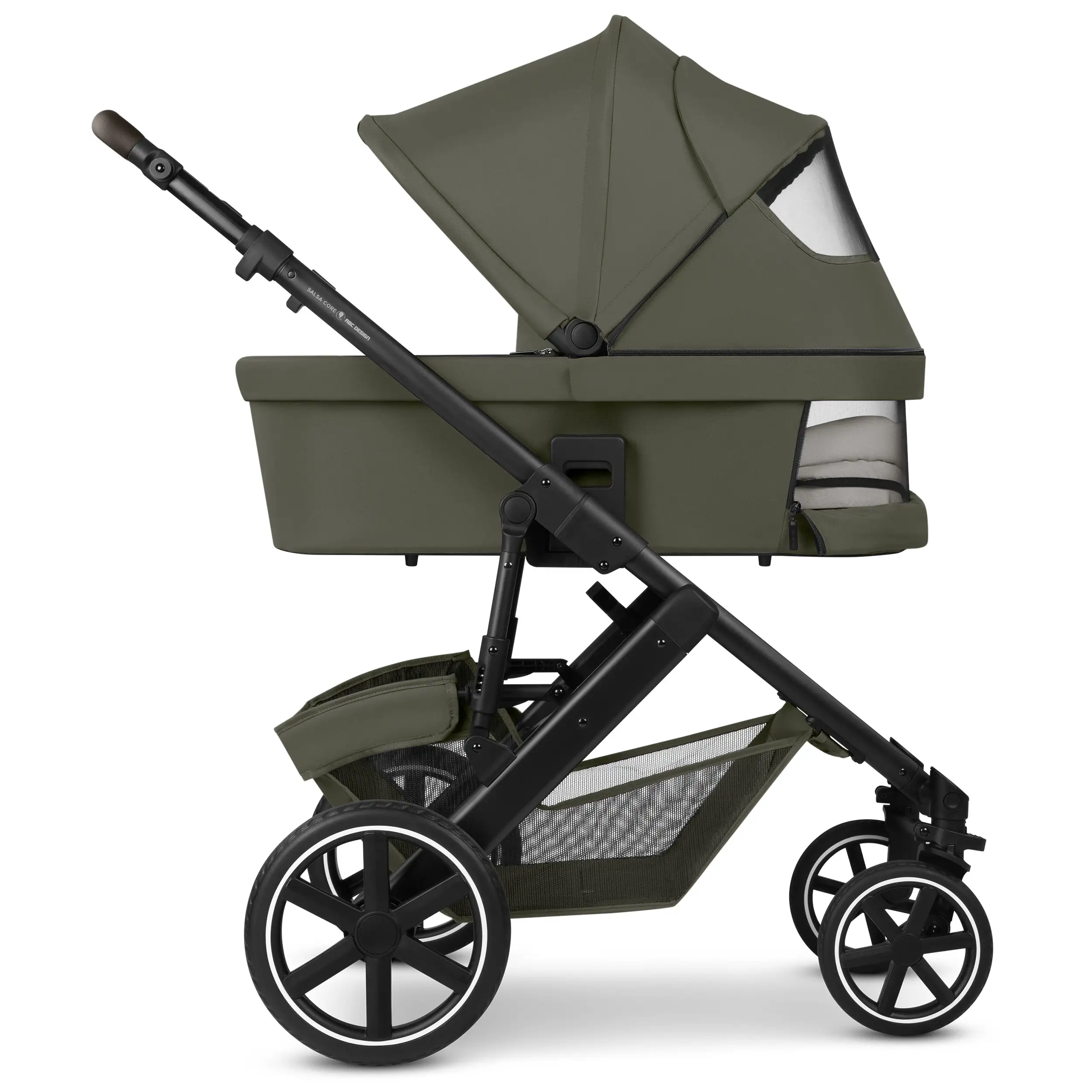 4in1 Kinderwagen-Set Salsa Core inkl. Babyschale Calla mit Liegefunktion & Isofix Base Root - Olive