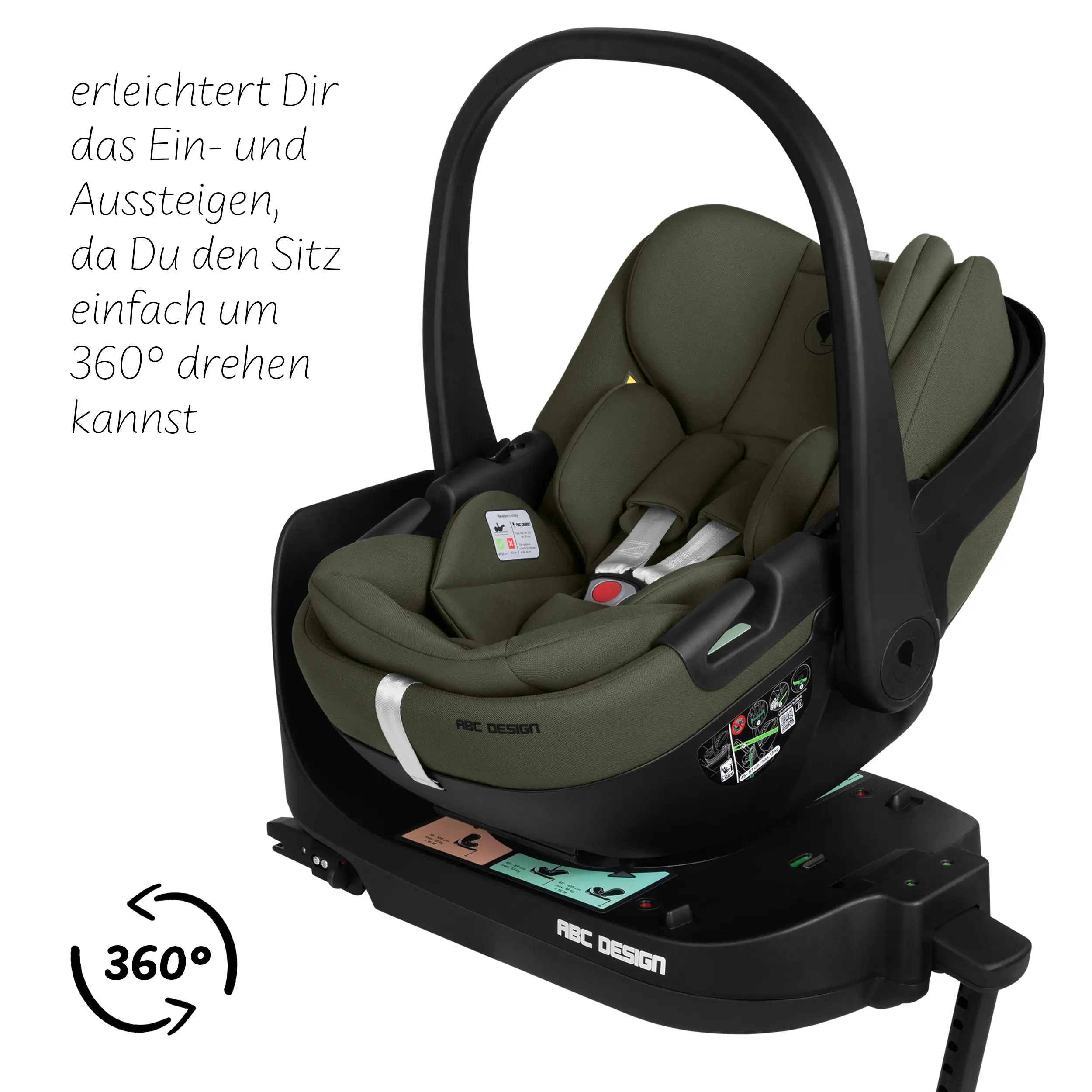 Babyschale mit Liegefunktion Calla i-Size inkl. drehbarer Isofix Base Root- Olive