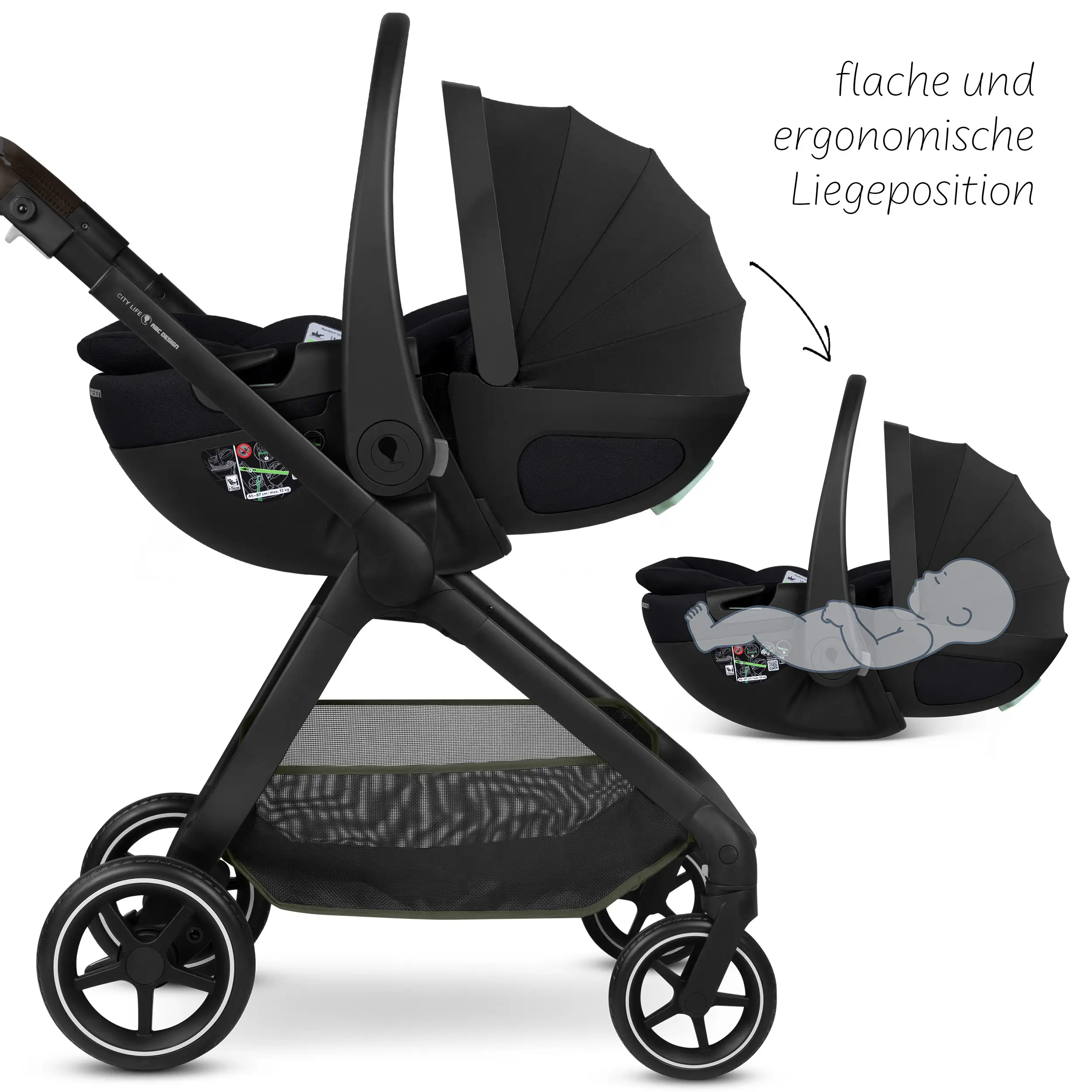 Travel System City Life inkl. Babyschale Calla mit Liegefunktion - Avocado