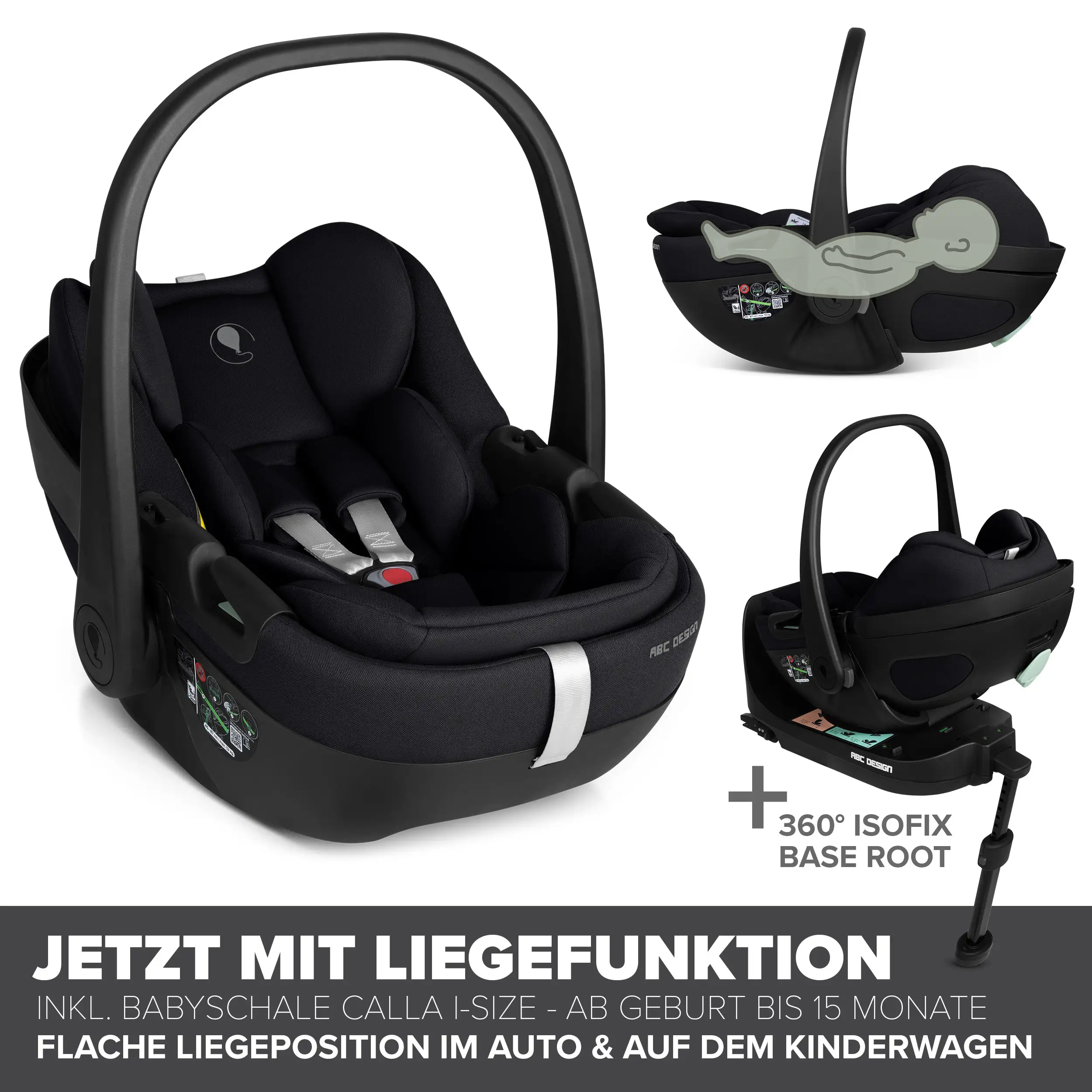Ensemble poussette 4en1 Salsa Core avec coque auto inclinable Calla et base ISOFIX Root - Ink