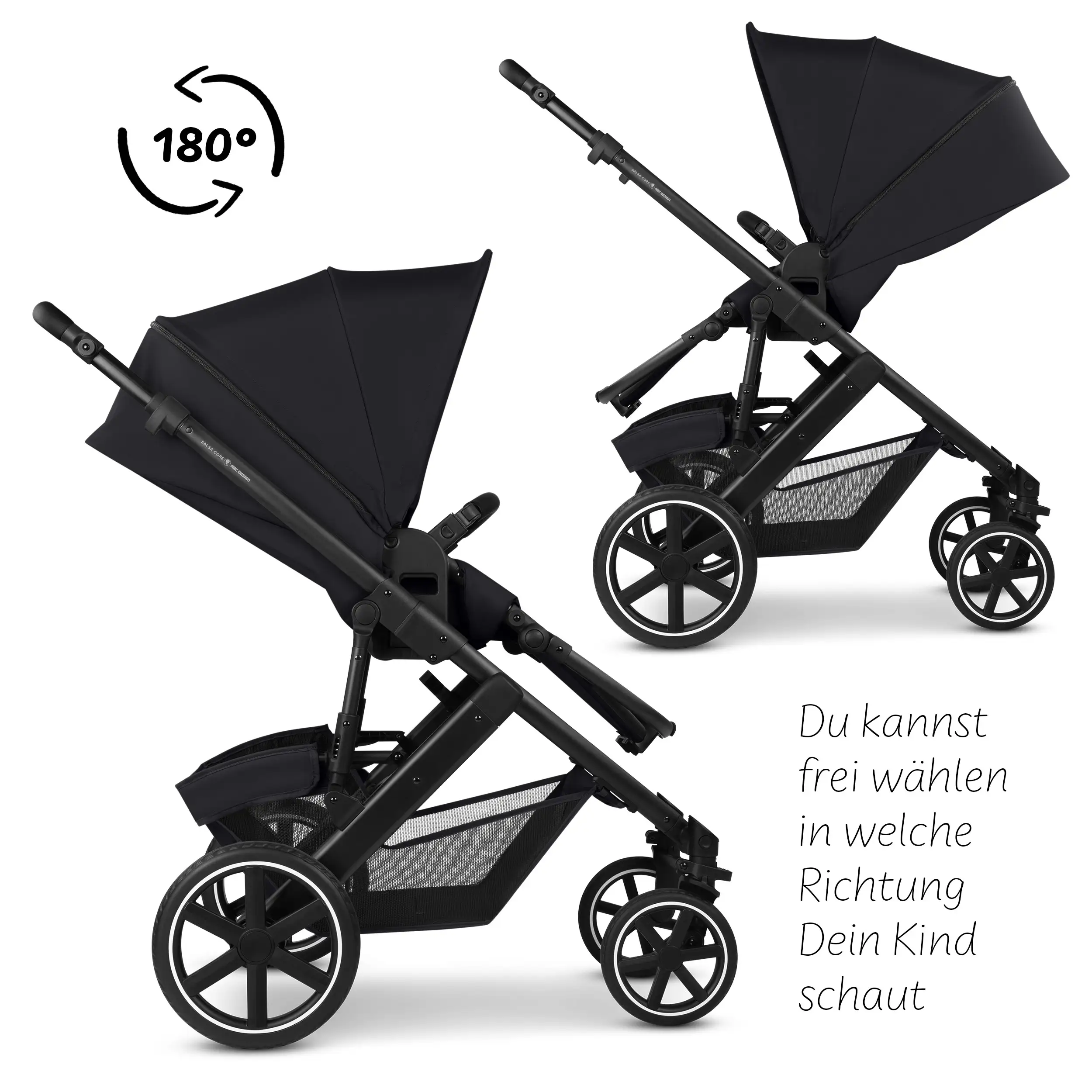Ensemble poussette 3en1 Salsa Core avec coque auto inclinable Calla - Ink